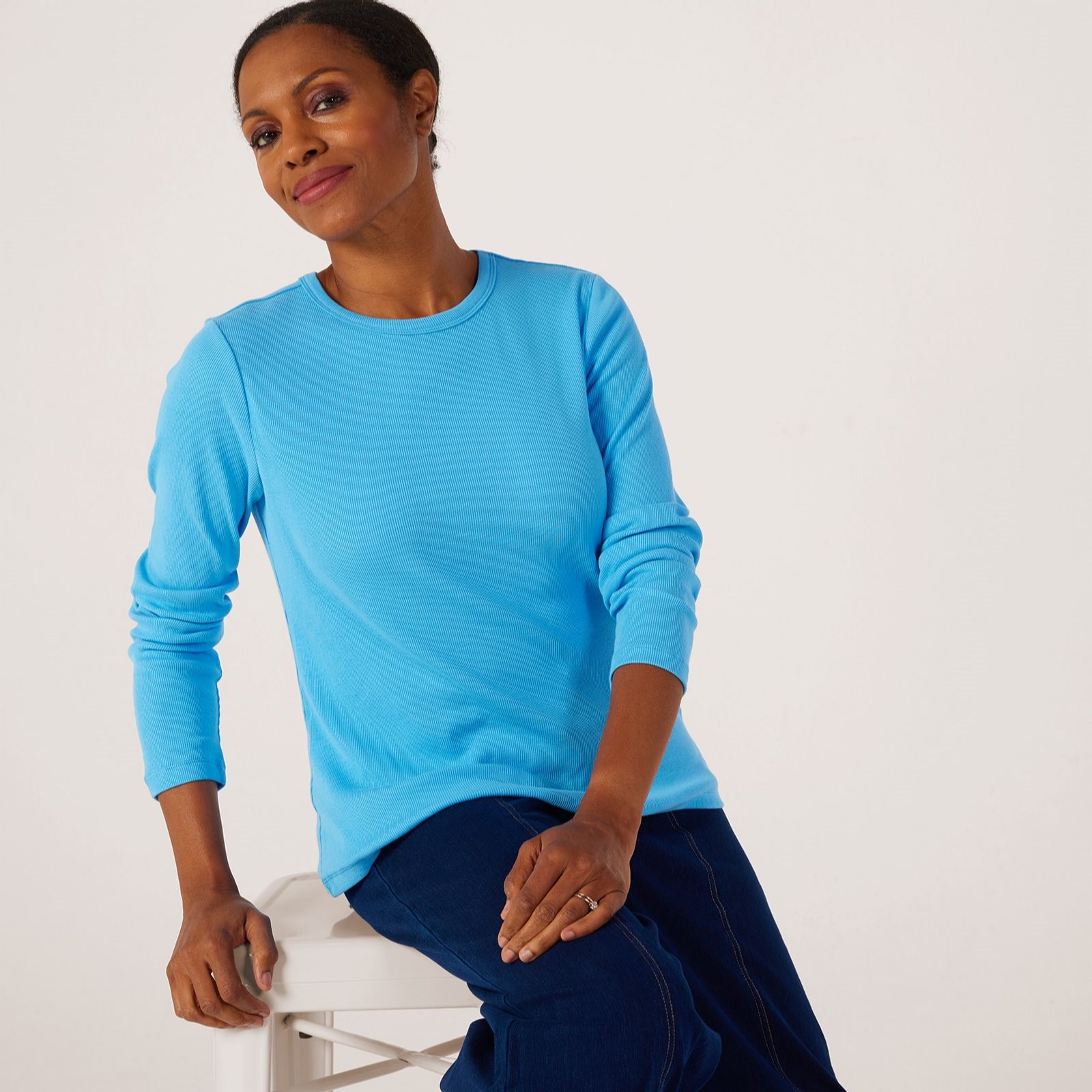 Denim & Co. Essentials Ribbed Long Sleeve Top