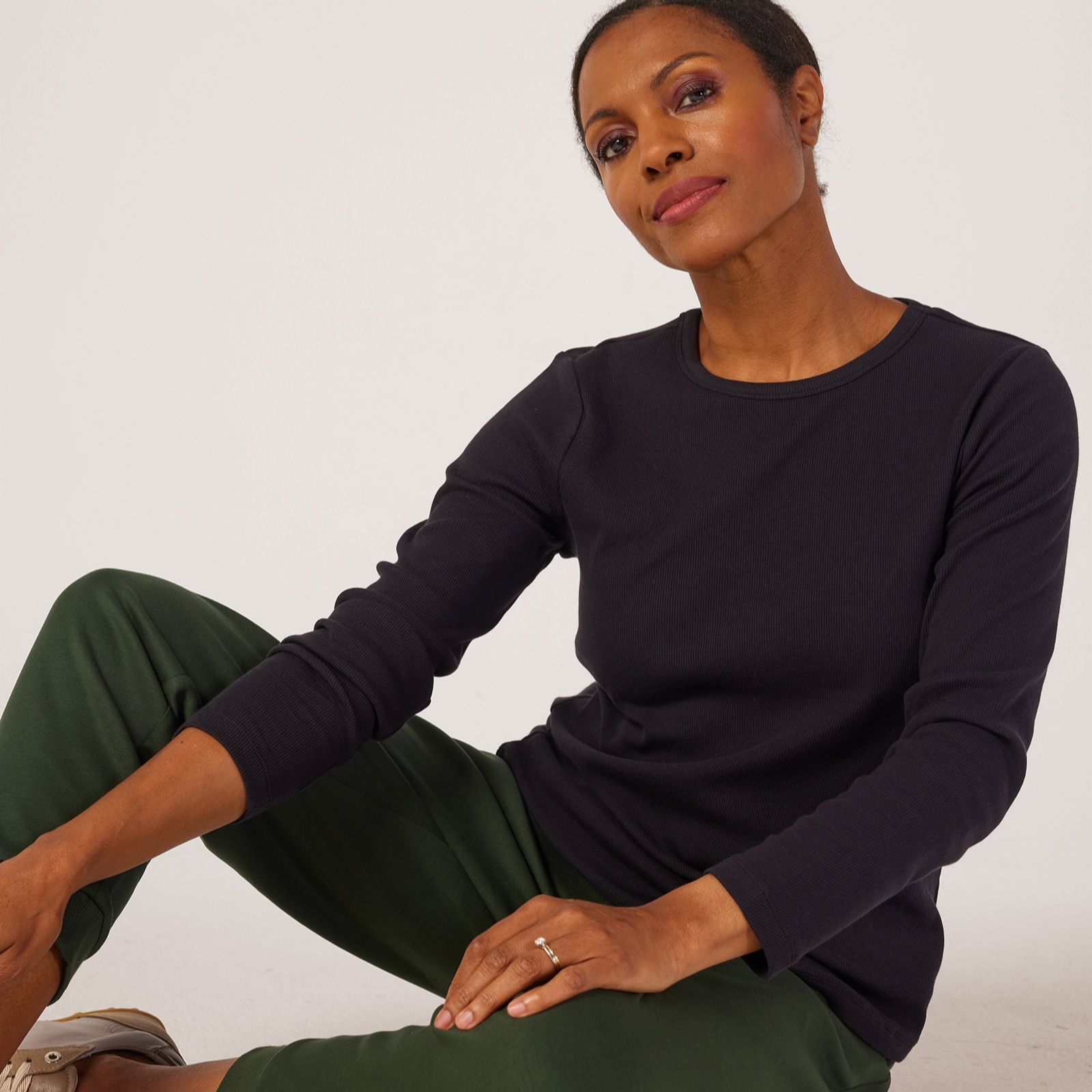 Denim & Co. Essentials Ribbed Long Sleeve Top