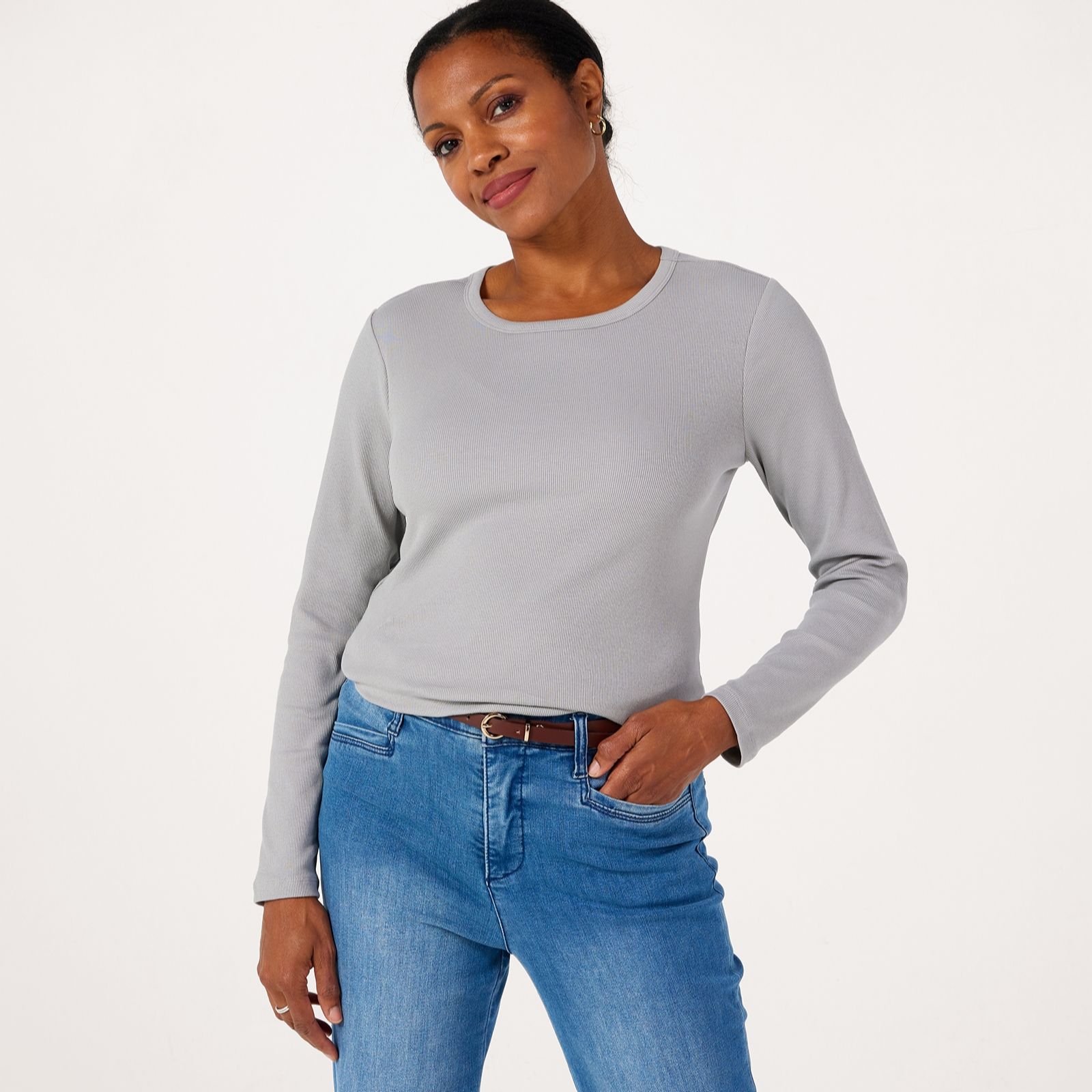 Denim & Co. Essentials Ribbed Long Sleeve Top