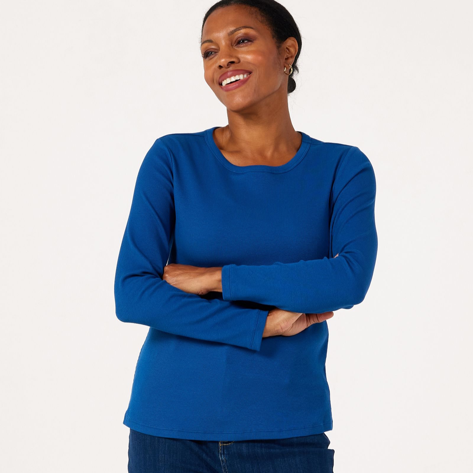 Denim & Co. Essentials Ribbed Long Sleeve Top