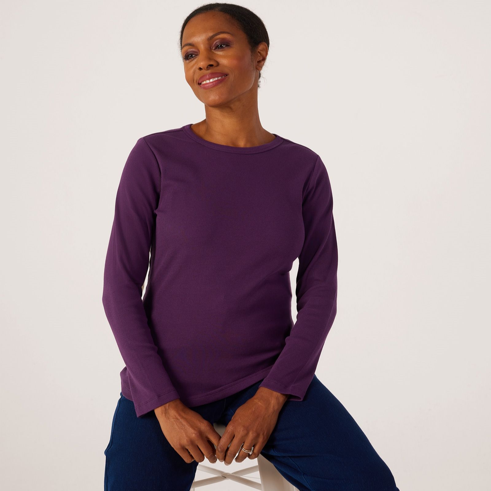 Denim & Co. Essentials Ribbed Long Sleeve Top