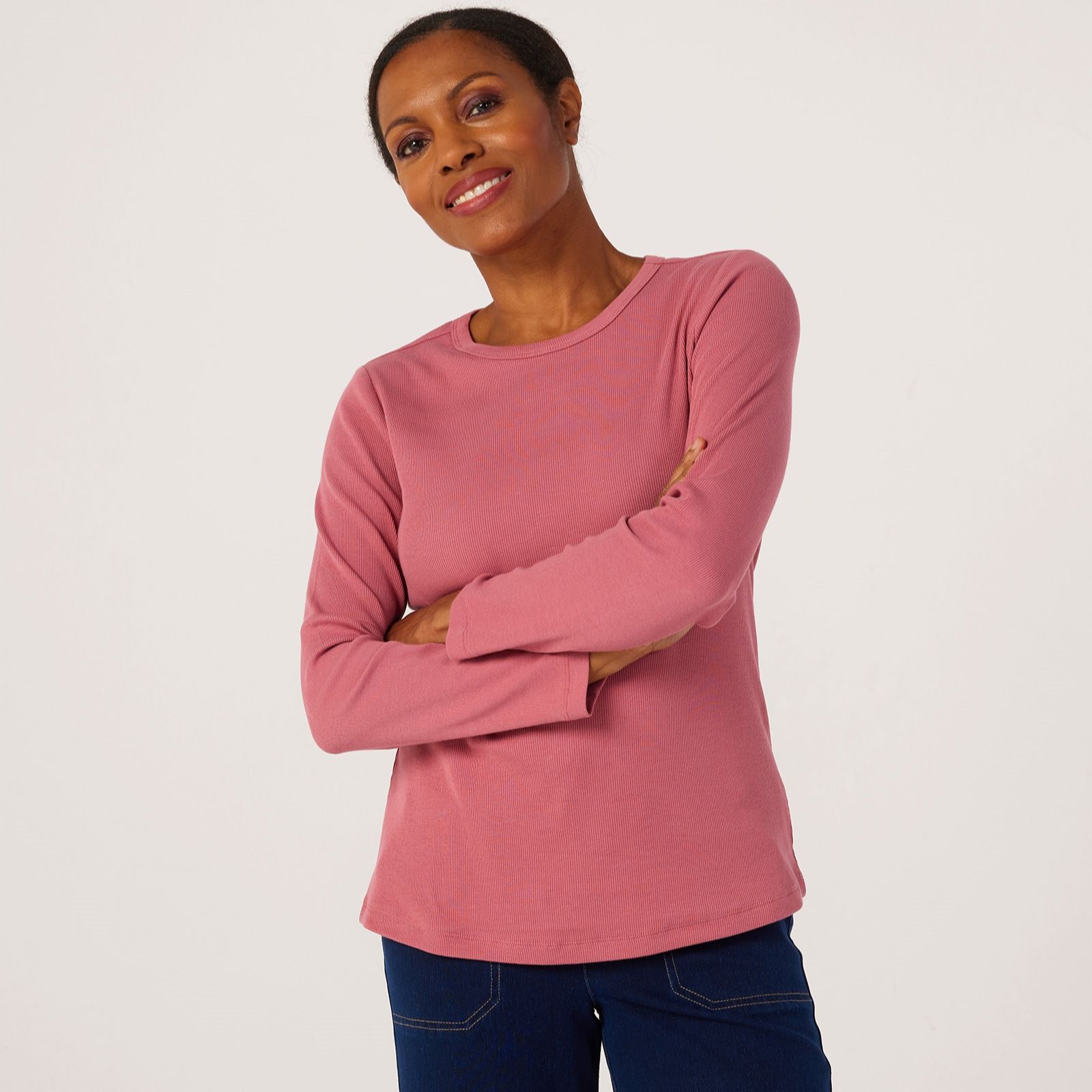 Denim & Co. Essentials Ribbed Long Sleeve Top