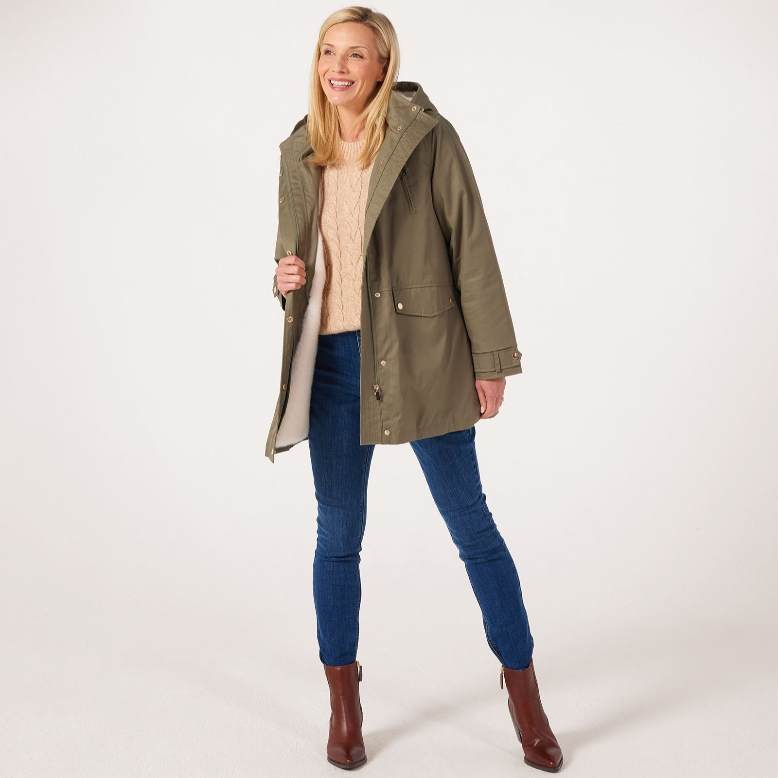 Ruth Langsford Faux fur lined parka coat