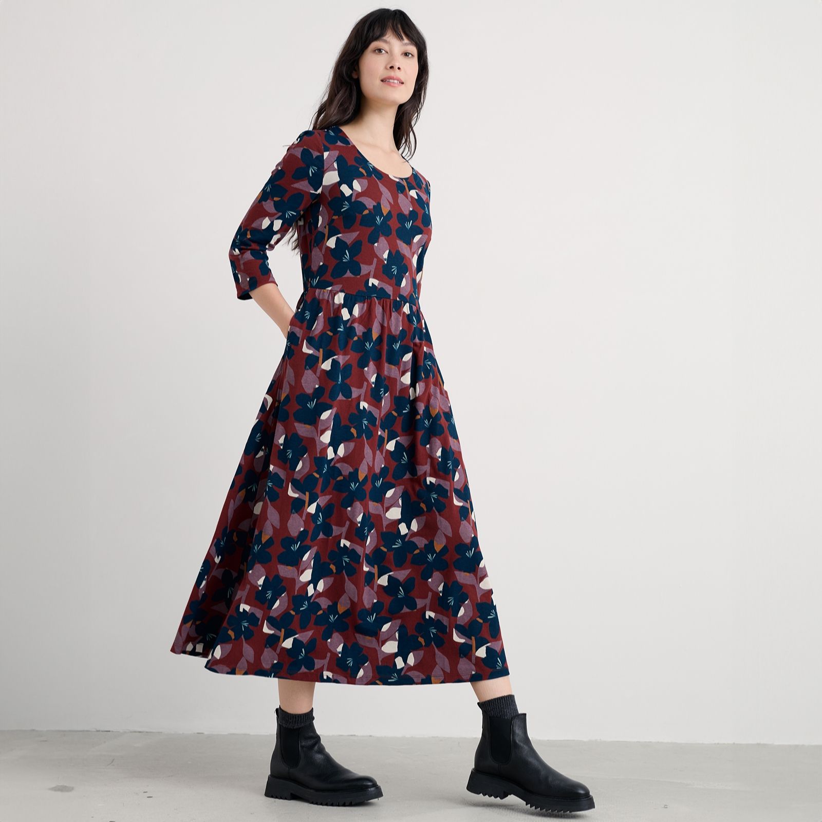 Seasalt Cornwall Emily 3/4 Sleeve Jersey Dress