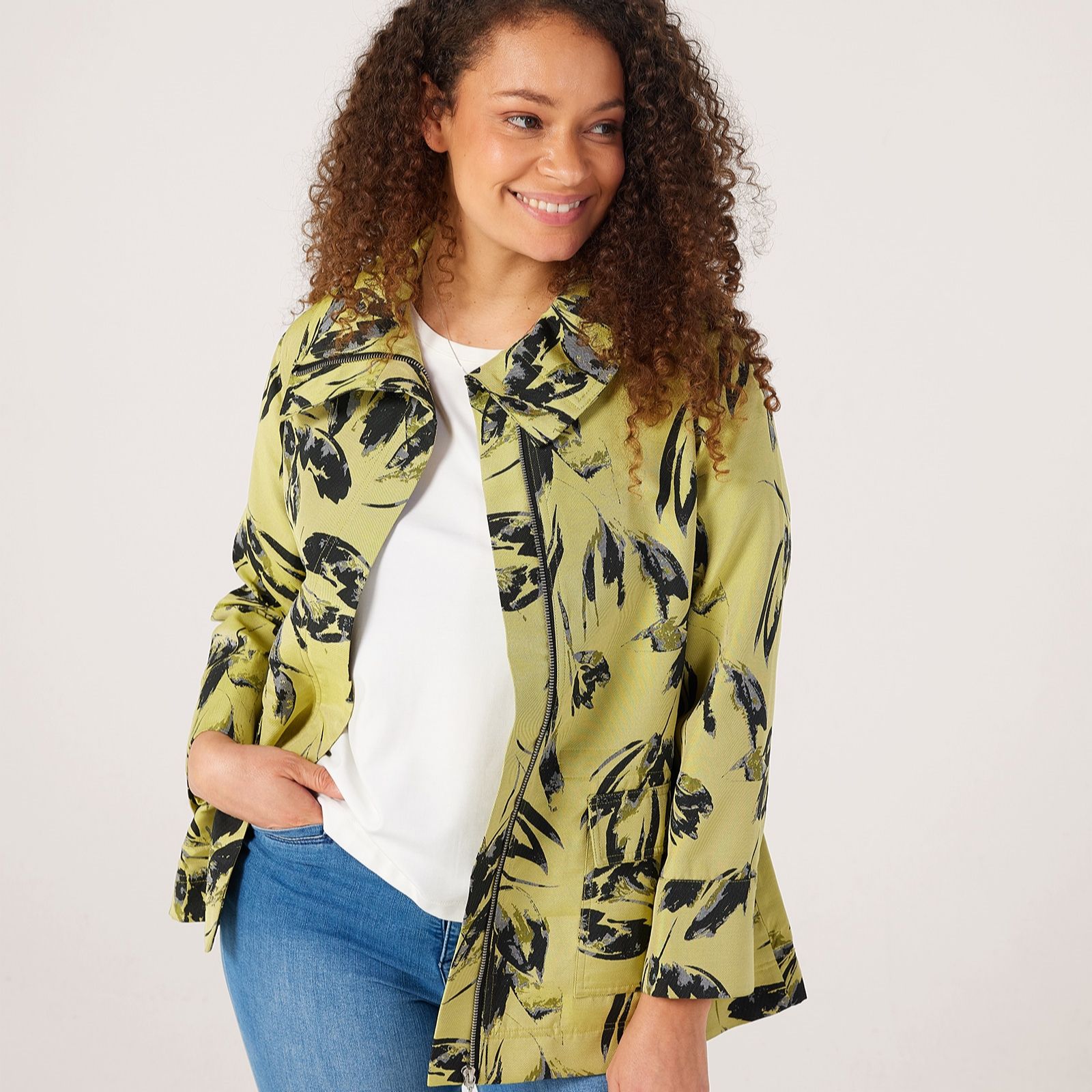 MarlaWynne Collection Silhouette Floral Jacquard Anorak
