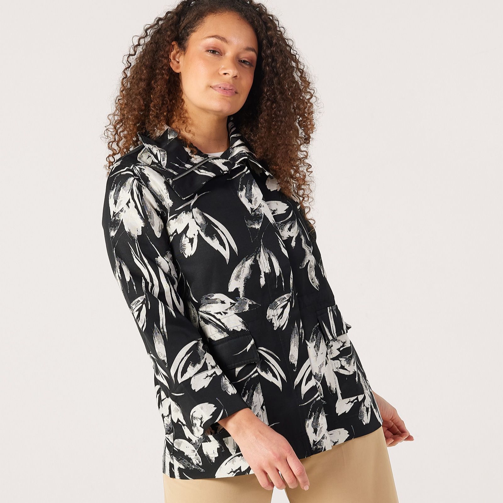 MarlaWynne Collection Silhouette Floral Jacquard Anorak
