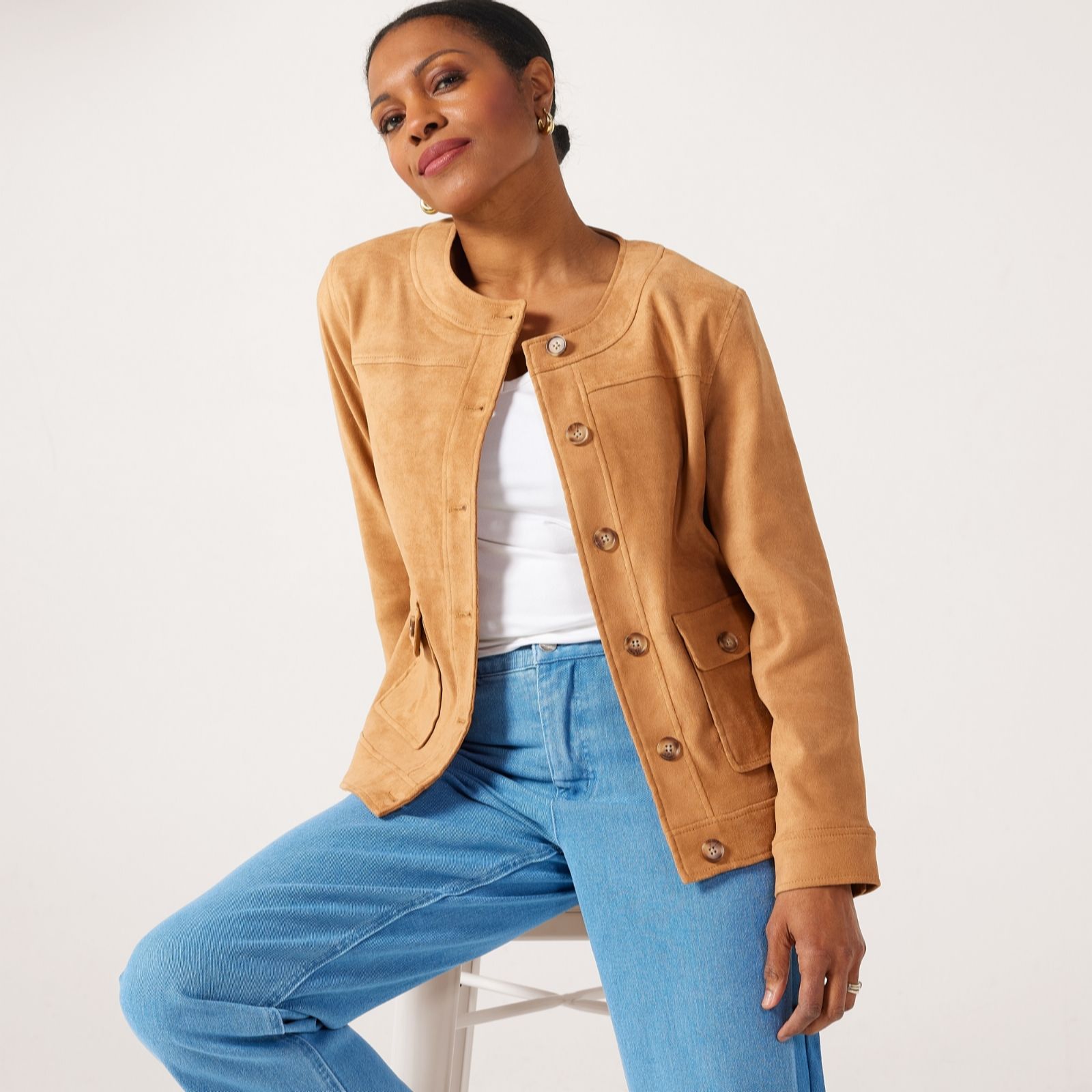 Ruth Langsford Faux Suede Collarless Jacket