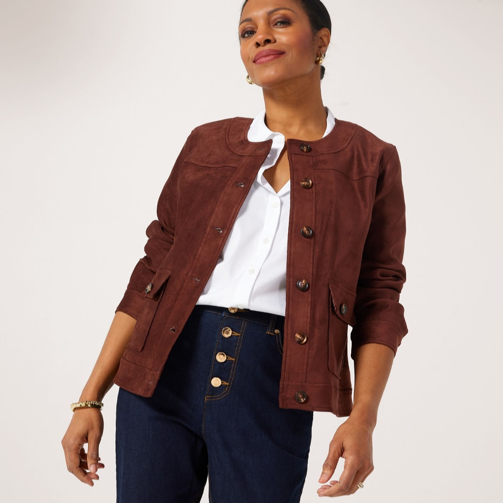 Ruth Langsford Faux Suede Collarless Jacket