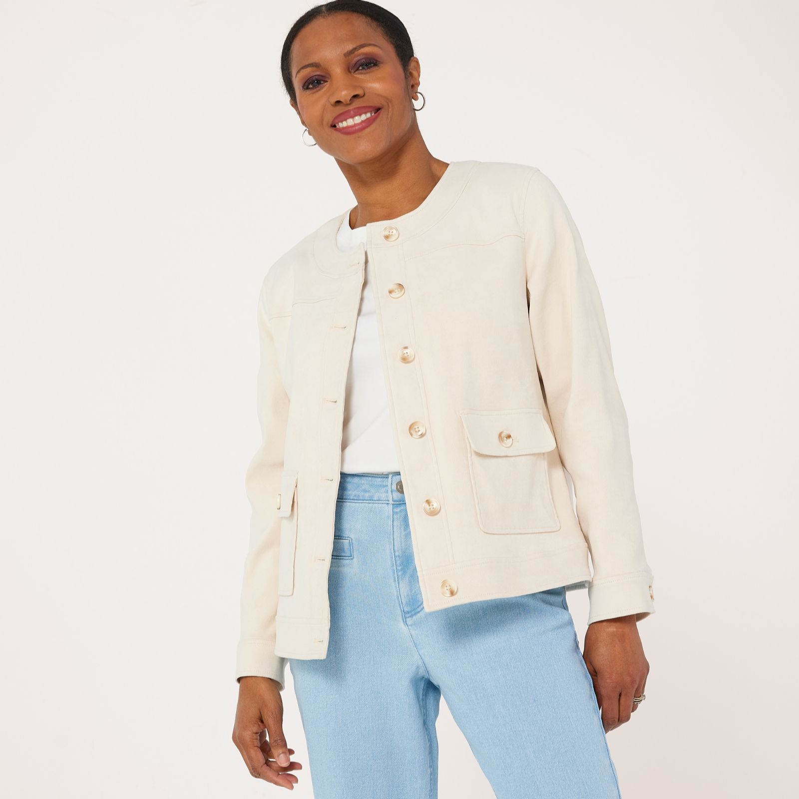 Ruth Langsford Faux Suede Collarless Jacket