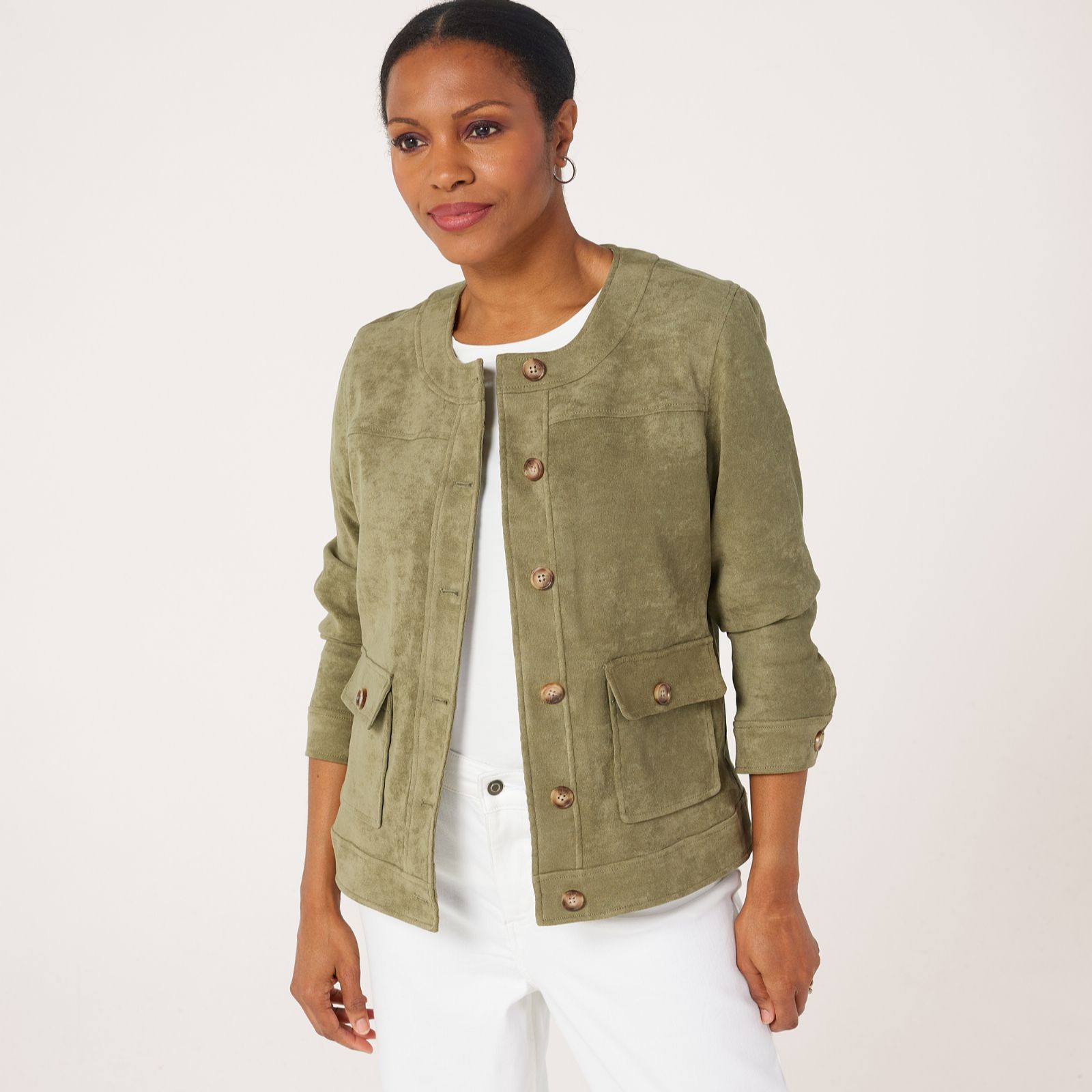 Ruth Langsford Faux Suede Collarless Jacket