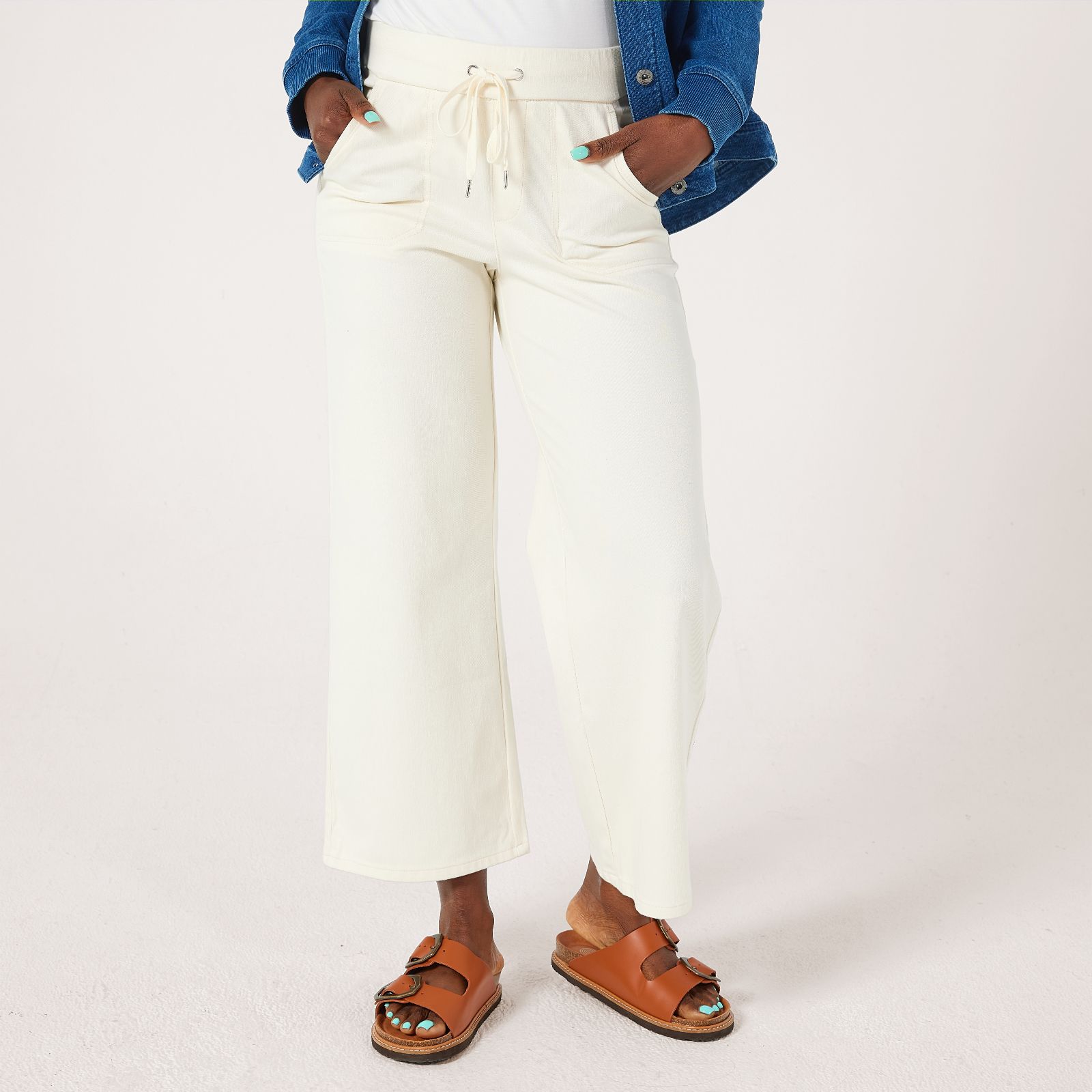 Denim & Co. Comfy Knit Wide Leg Crop Trouser Standard