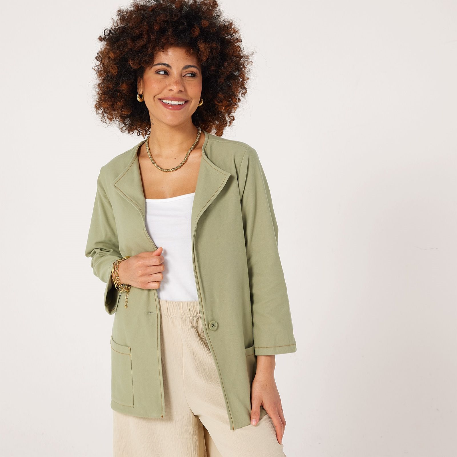 Kim & Co Deluxe Denim 3/4 Sleeve Jacket