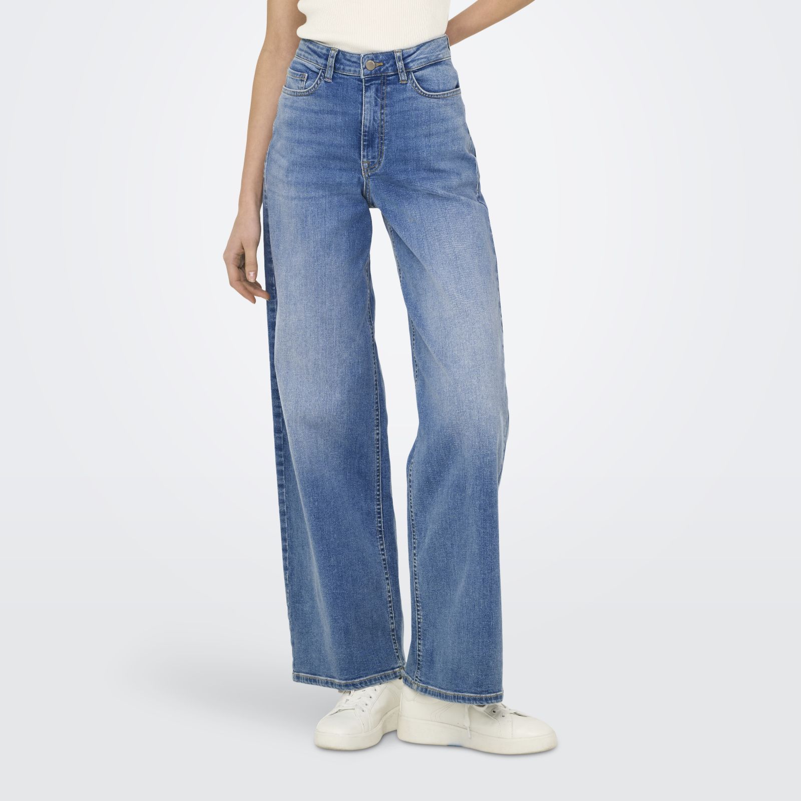 JDY Felina High-Waisted Wide-Leg Denim Jeans