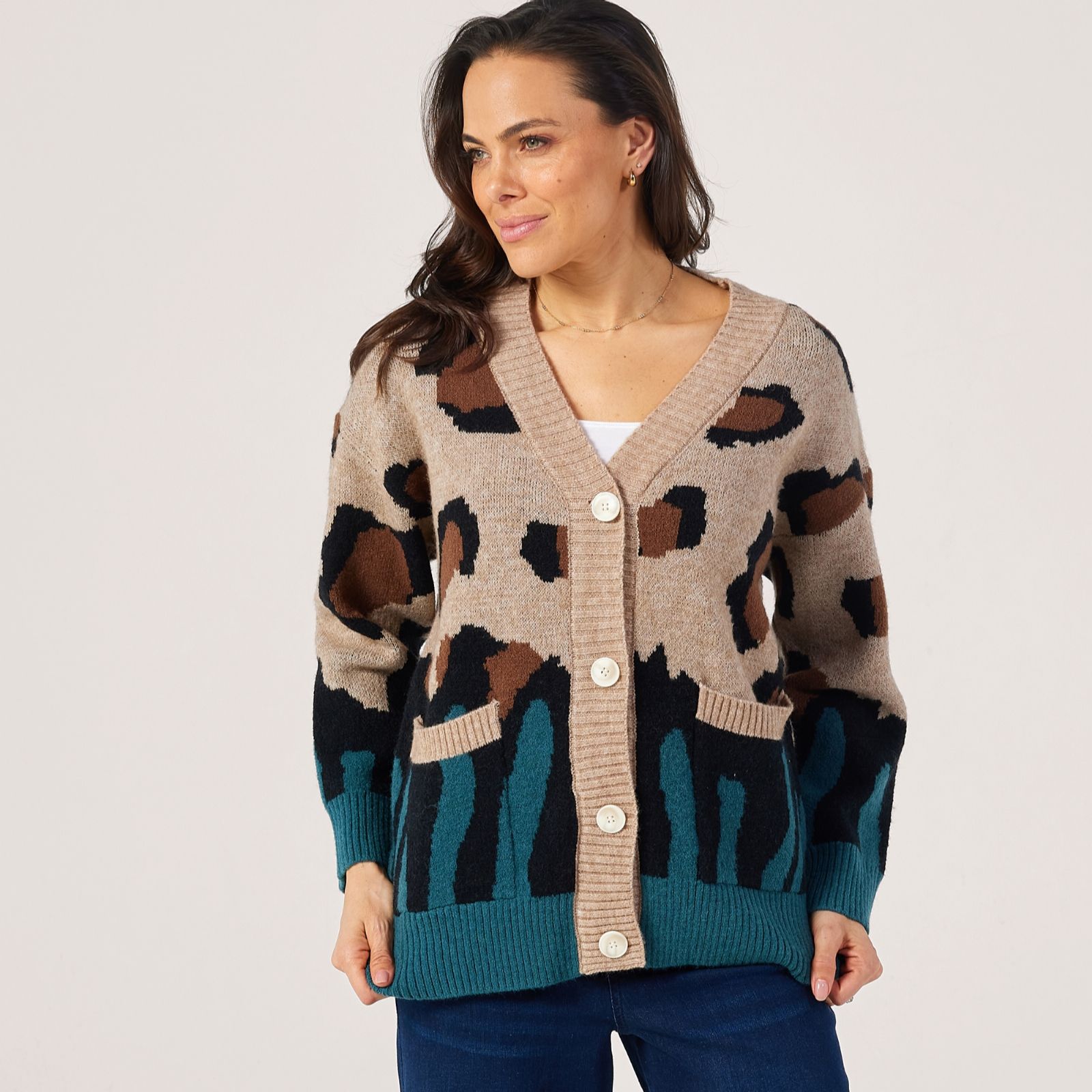 Izabel London Animal Print Cardigan