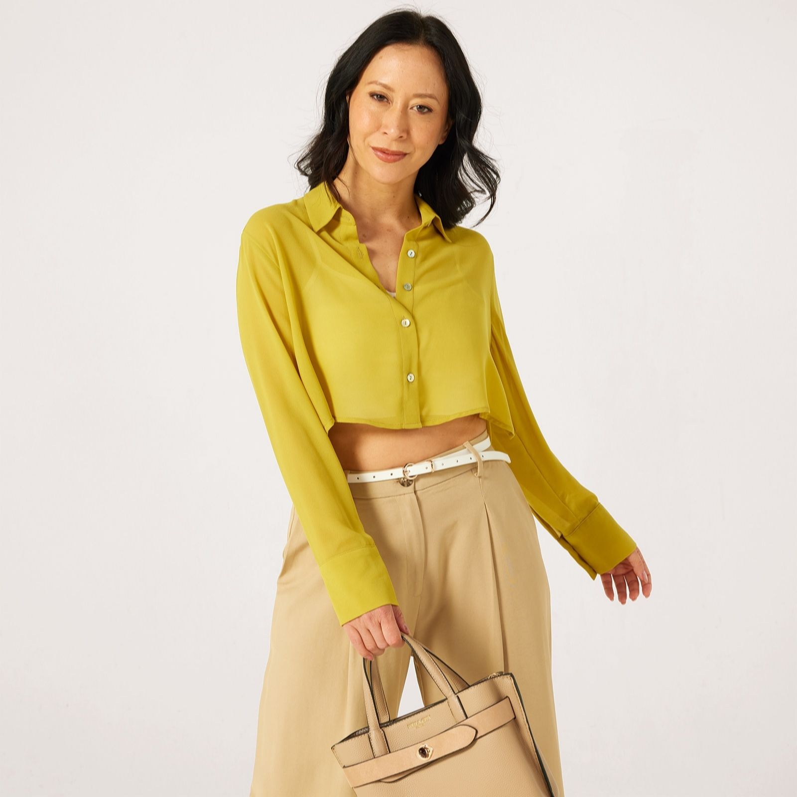 MarlaWynne Layers Chiffon Cropped Shirt