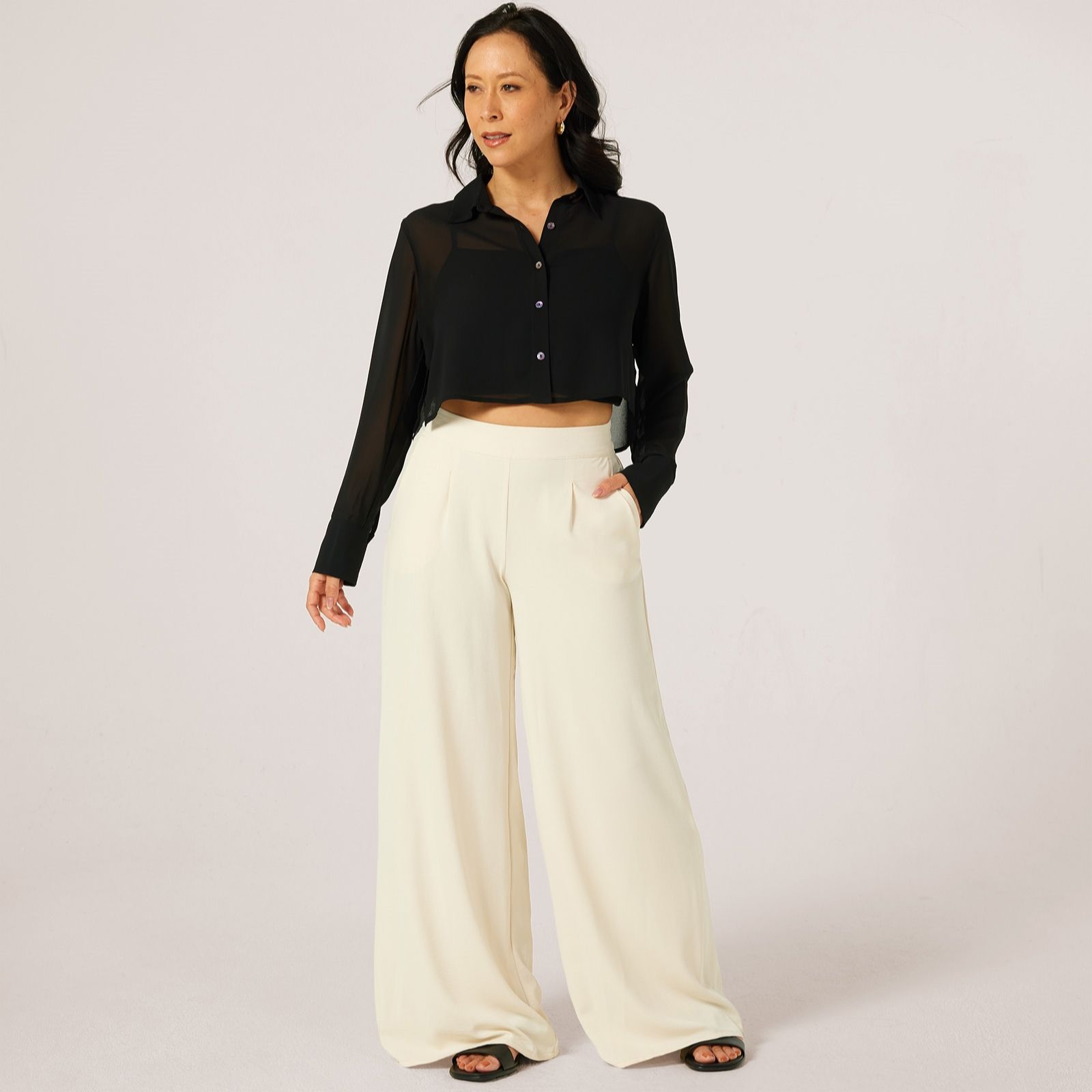 MarlaWynne Layers Chiffon Cropped Shirt