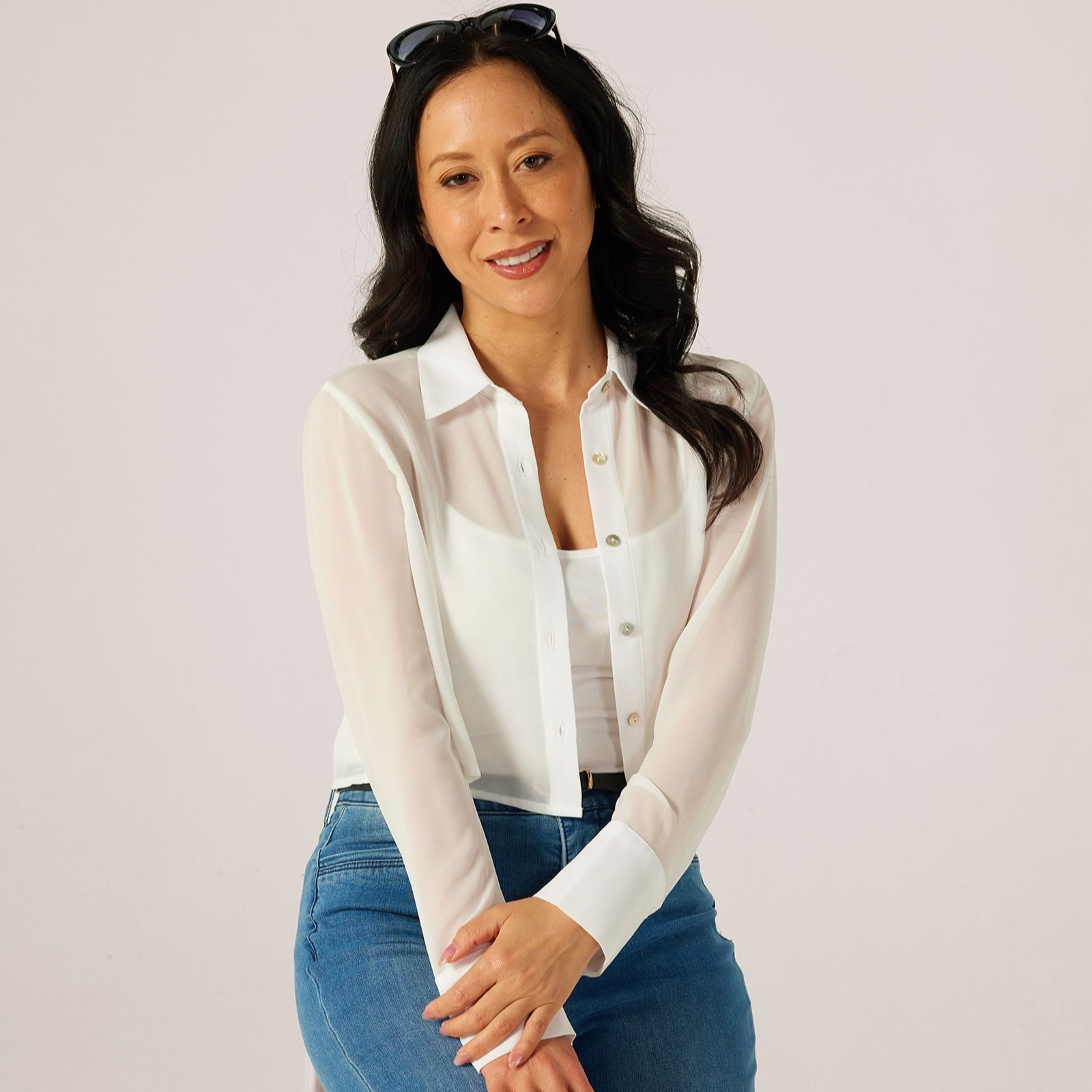 MarlaWynne Layers Chiffon Cropped Shirt