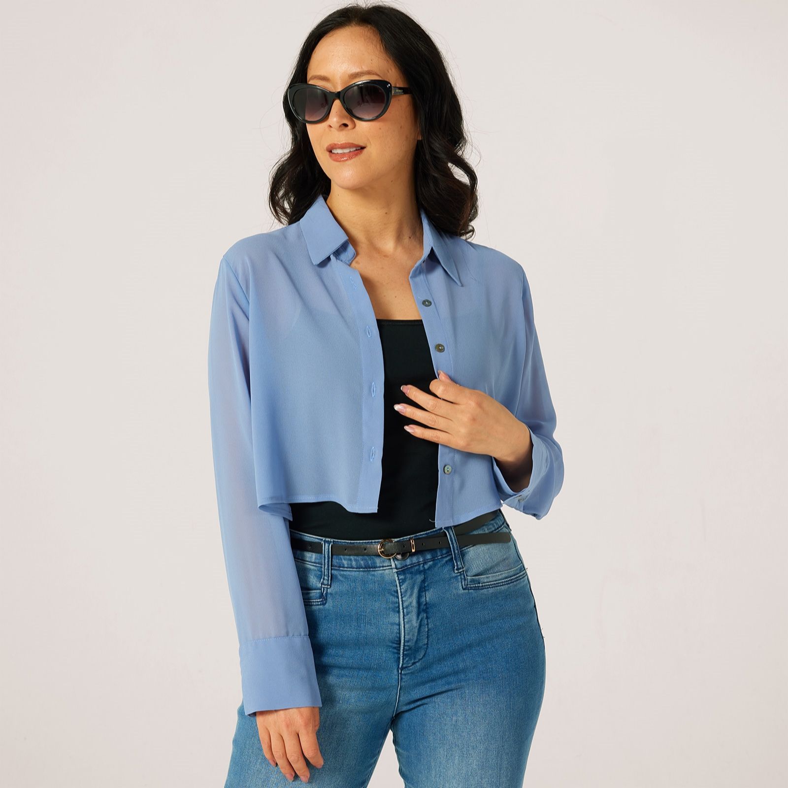 MarlaWynne Layers Chiffon Cropped Shirt