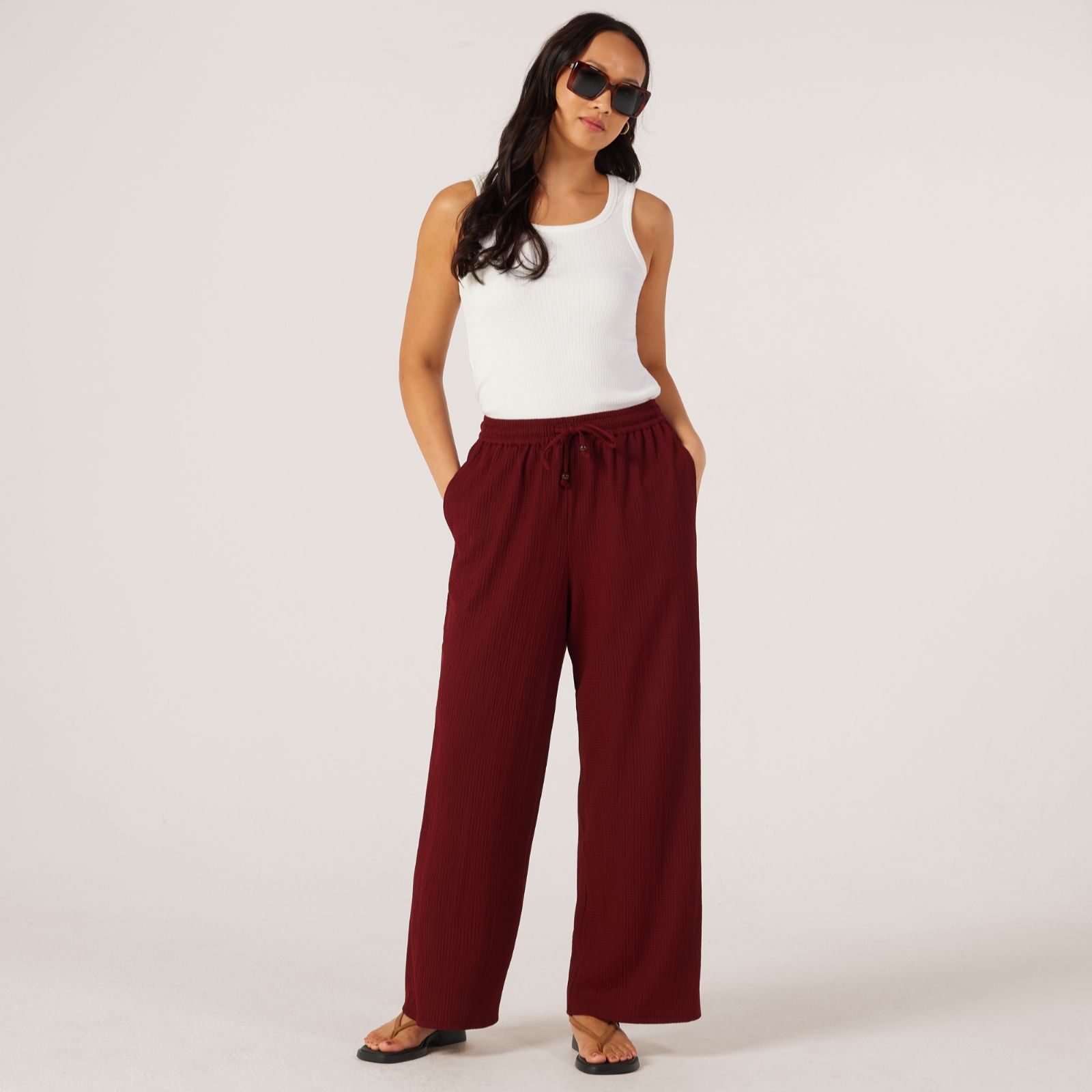 Denim & Co Pull On Textured Trouser Standard