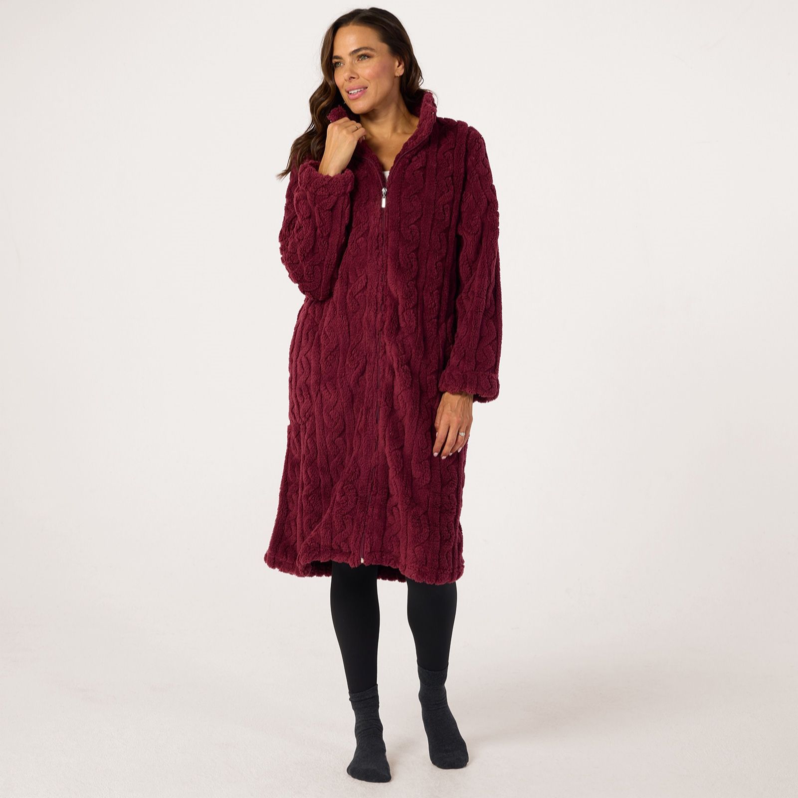 Carole Hochman Jacquard Fleece Zip Lounger