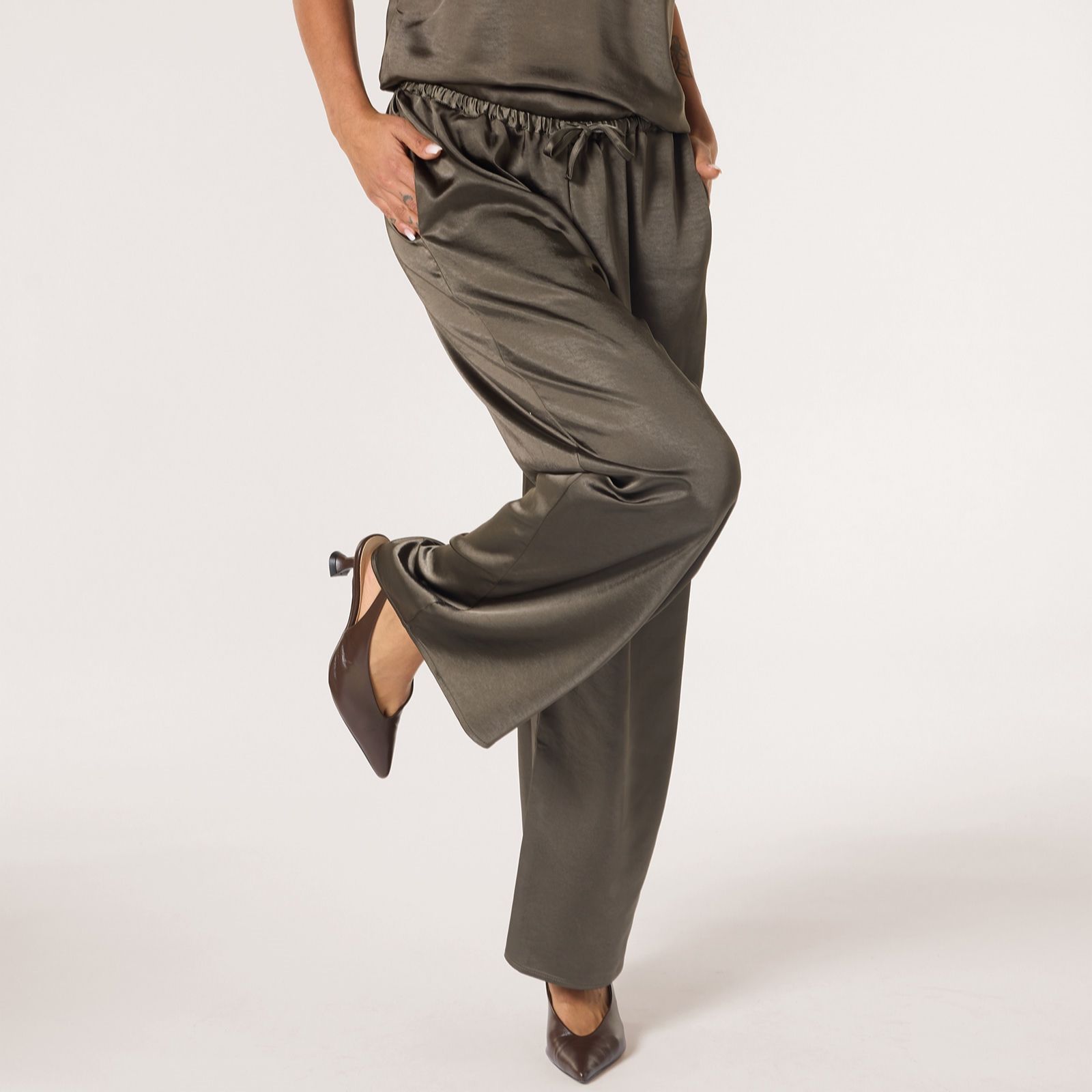 Ben de Lisi Wide Leg Satin Drawcord Trouser Standard