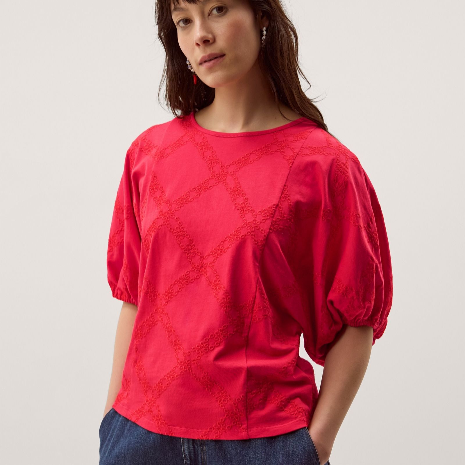 Monsoon Ellie Embroidered Jersey Tee