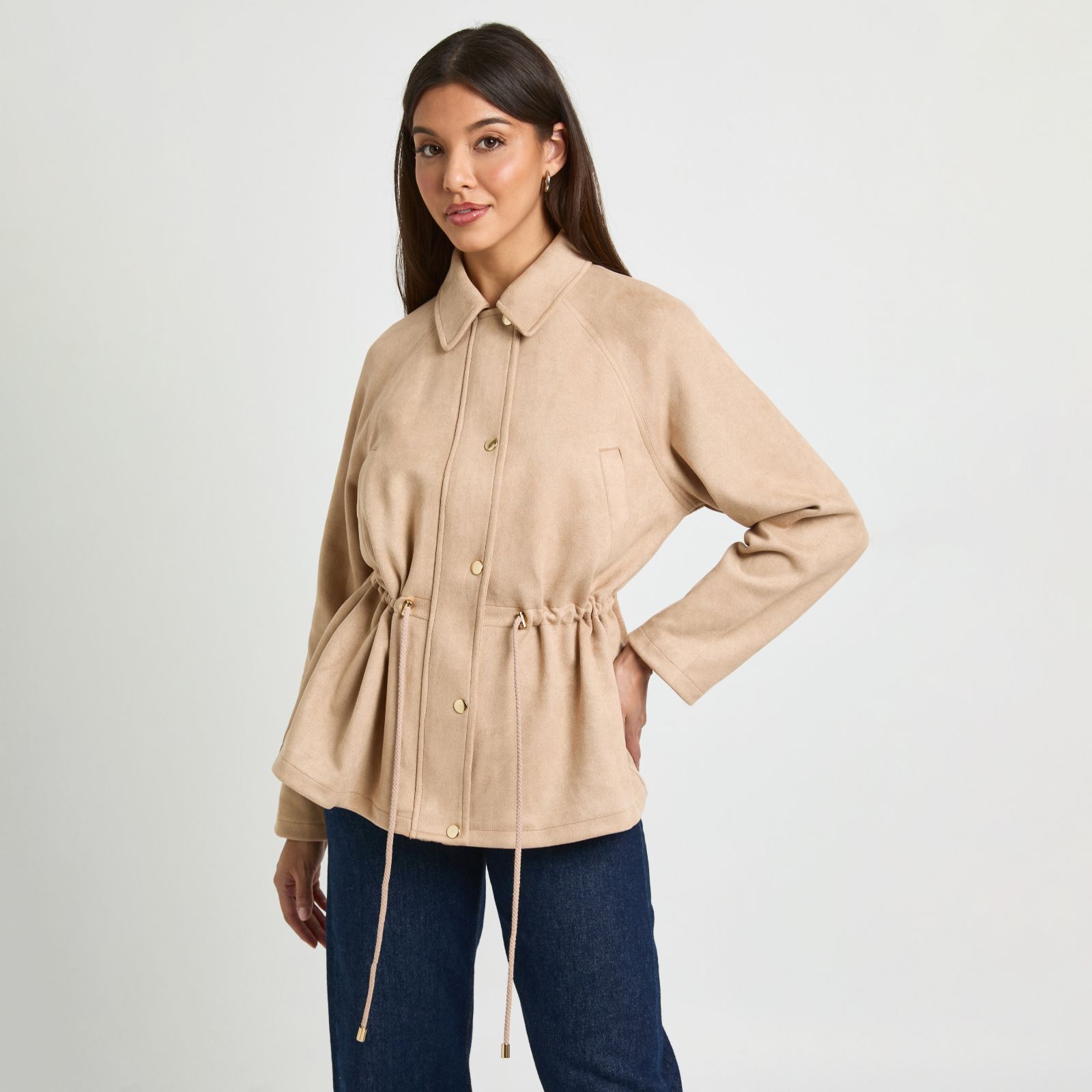 Wallis Suedette Drawstring Waist Relaxed Jacket