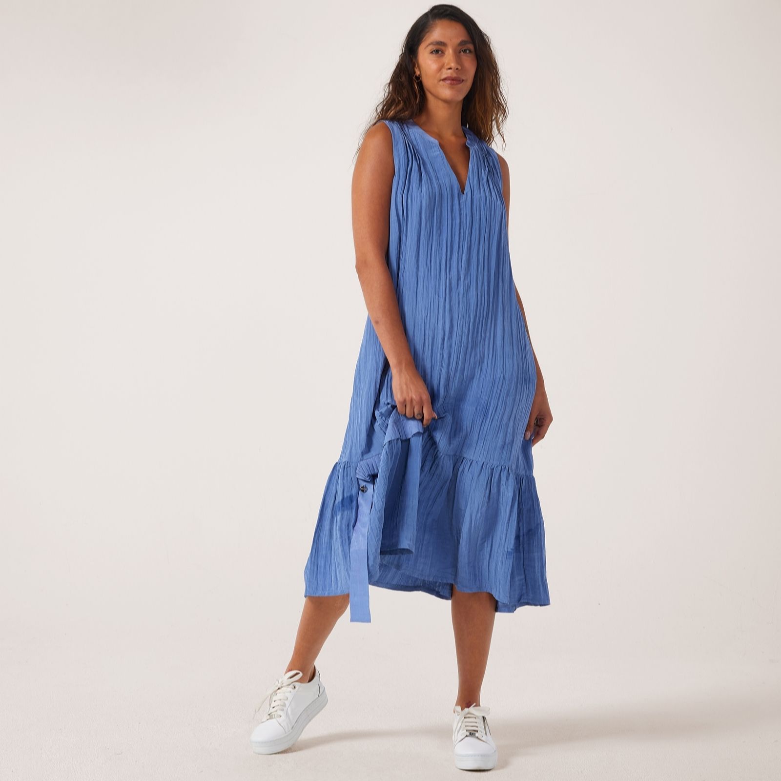 Malissa J Crinkle Sleeveless Midi Dress