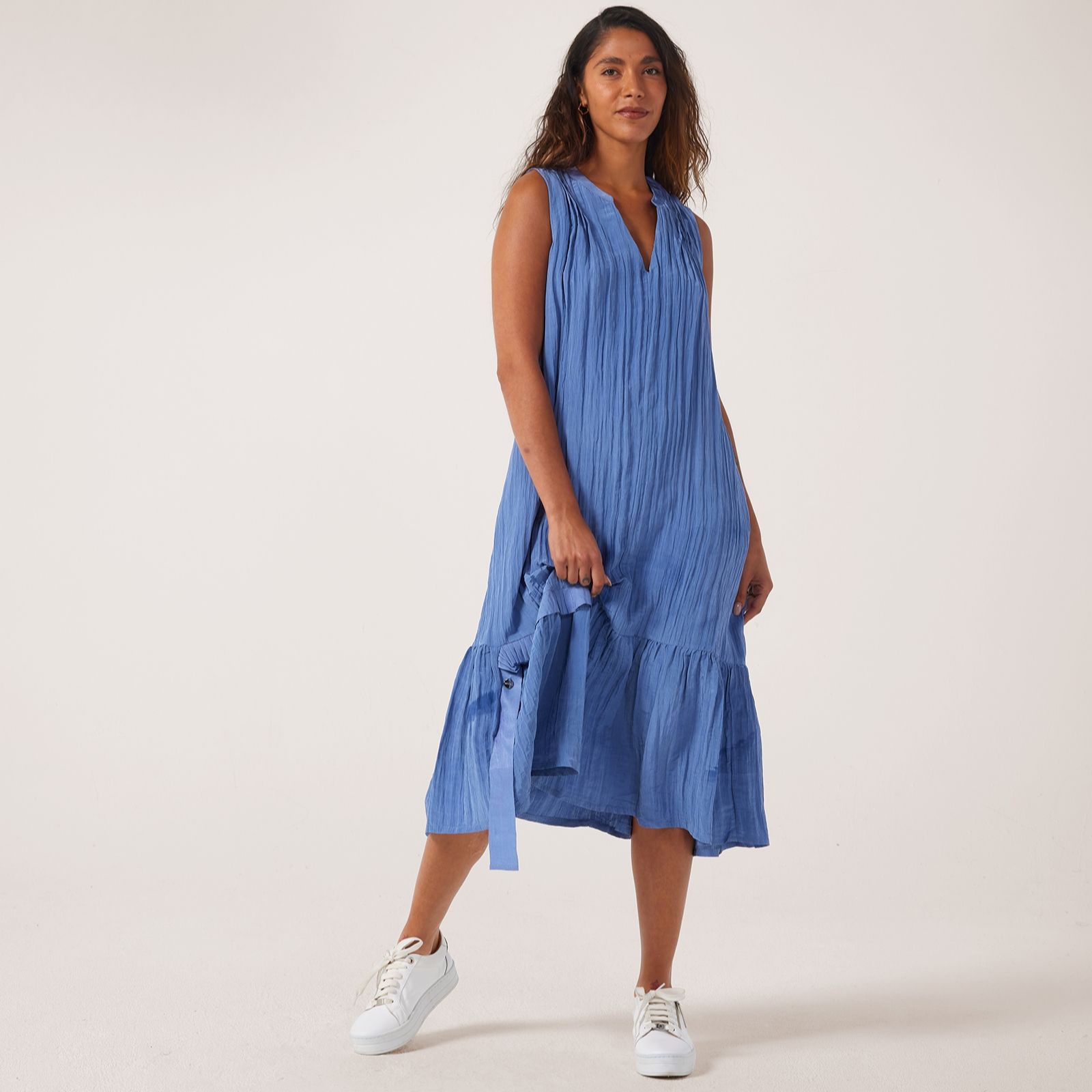 Malissa J Crinkle Sleeveless Midi Dress