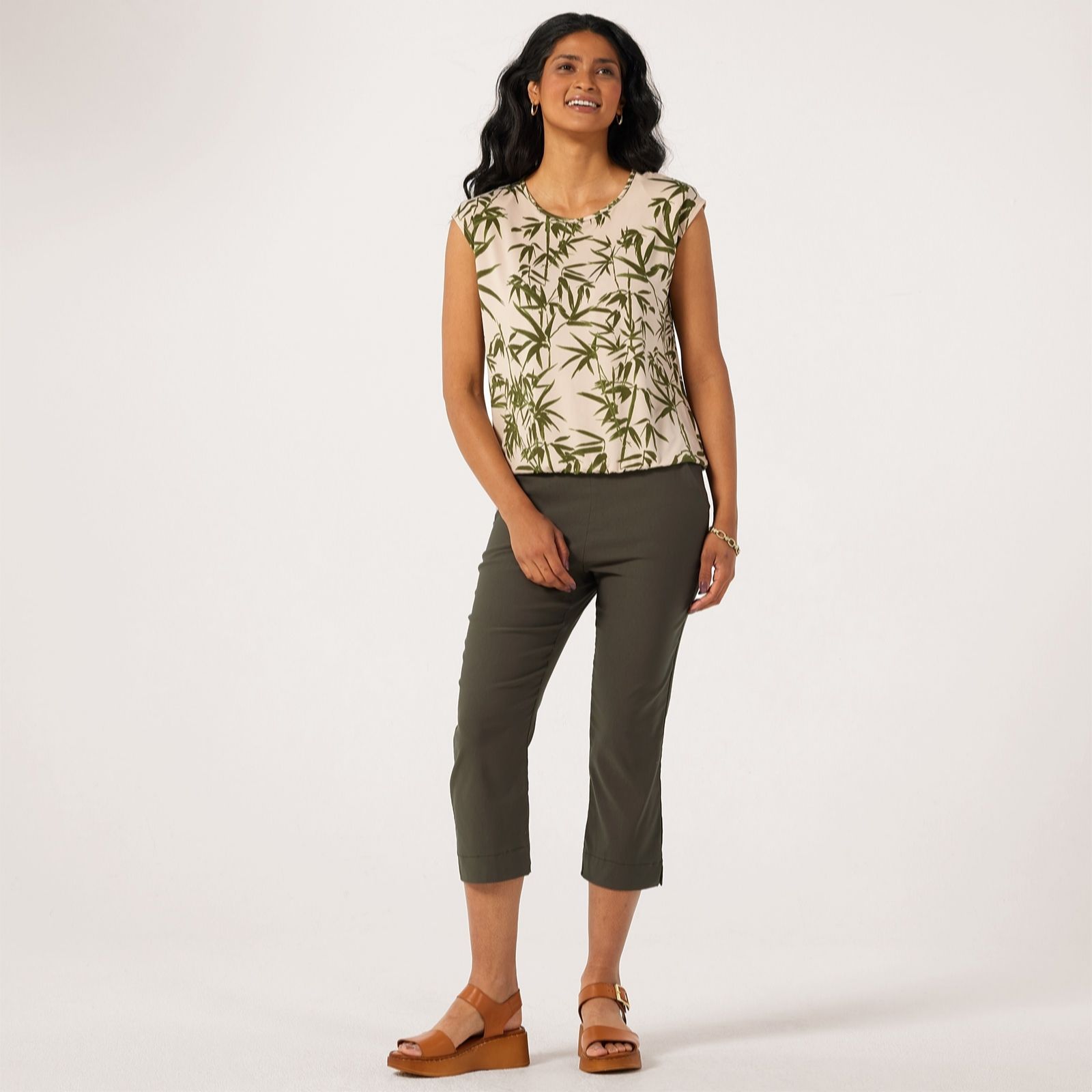 Kim & Co Soft Millennium Narrow Leg Cropped Petite Trousers with Side Slit