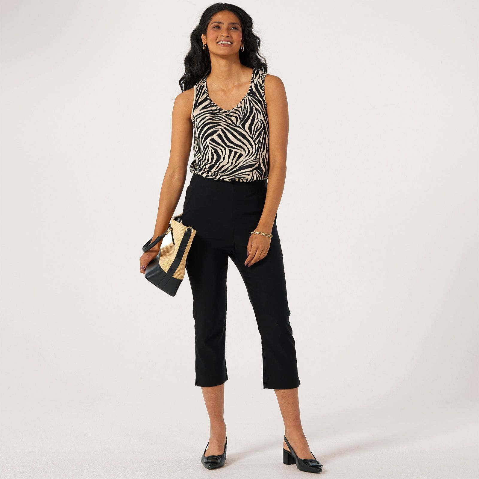 Kim & Co Soft Millennium Narrow Leg Cropped Petite Trousers with Side Slit