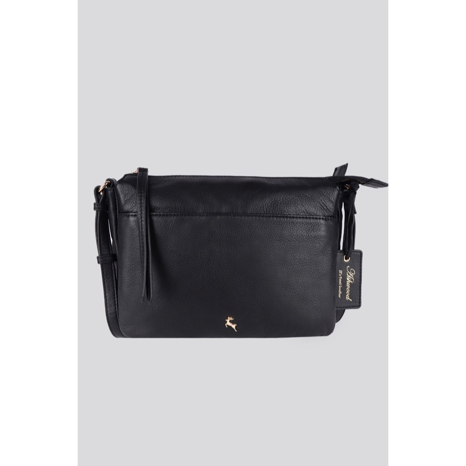 Outlet Ashwood Double Compartment Leather Crossbody Bag