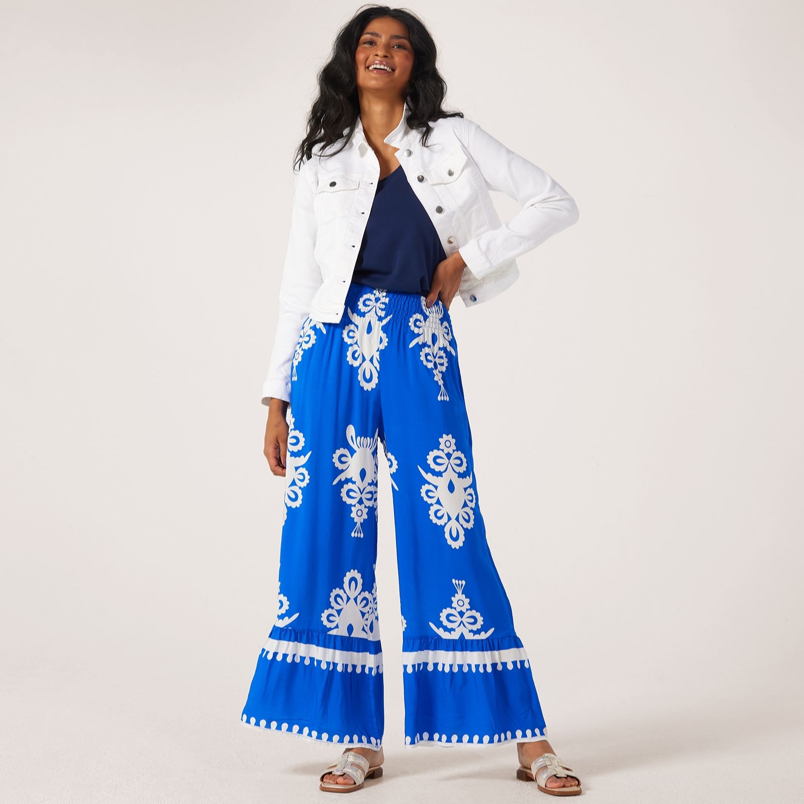 Izabel London Printed Wide Leg Trouser