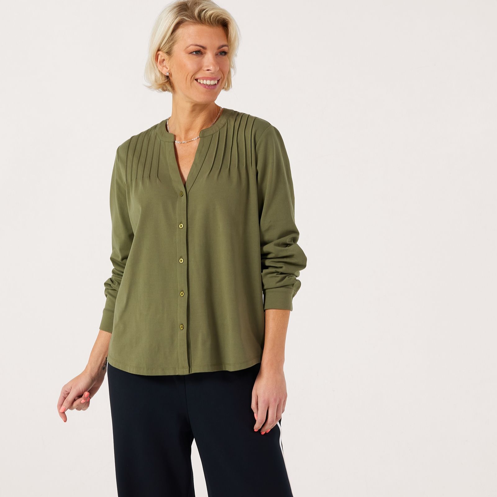 Denim & Co. Blouse With Pintucks