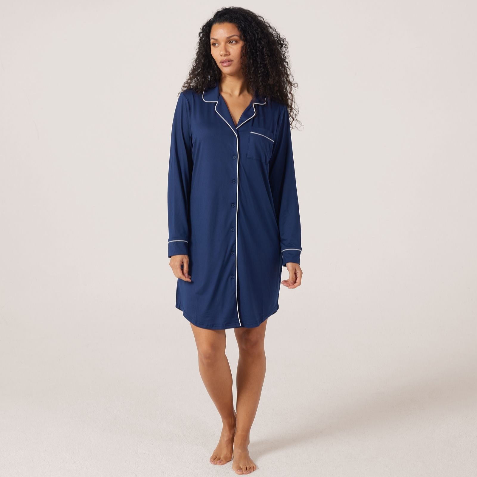 Cozee Home Silkysoft Notched Collar Nightdress