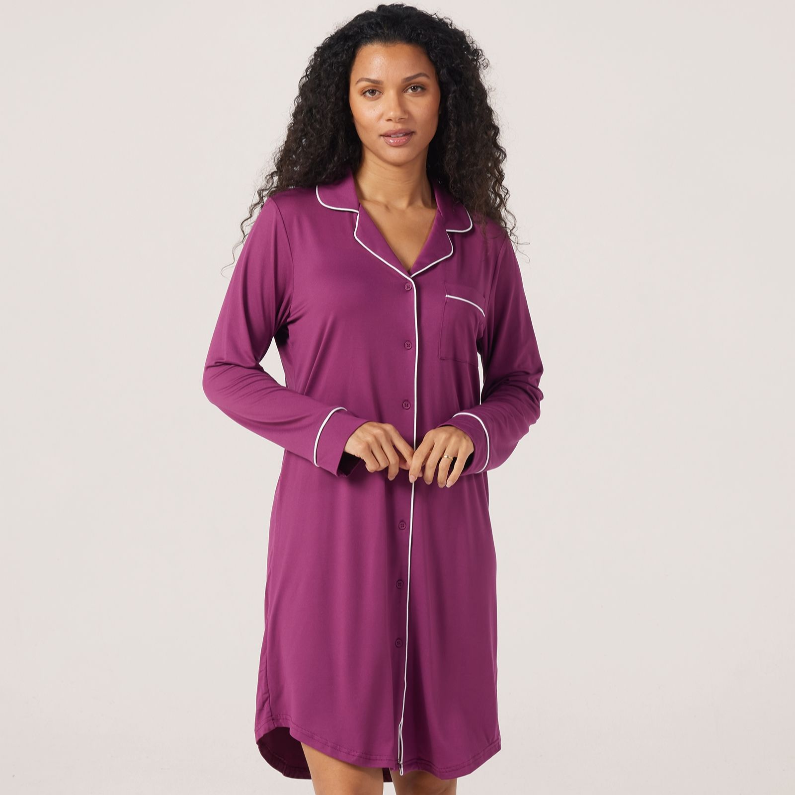 Cozee Home Silkysoft Notched Collar Nightdress