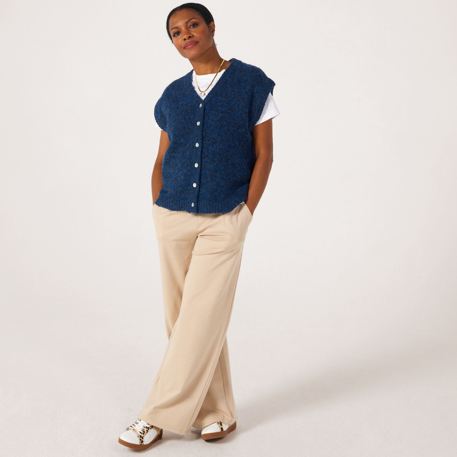 ICHI Belablue Knitted Waistcoat
