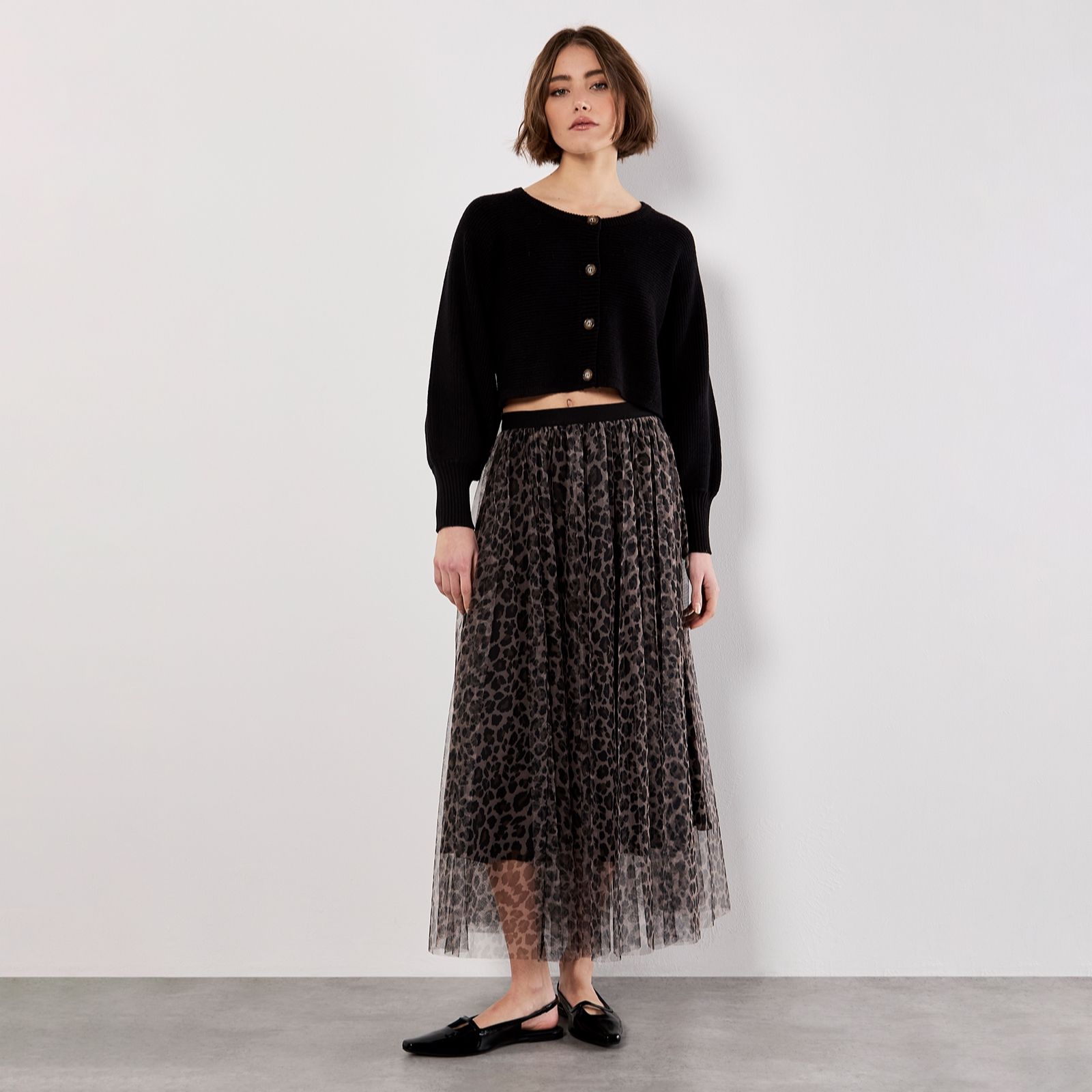 Apricot Leopard Tulle Skirt