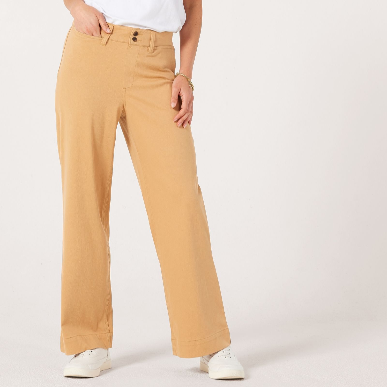 Denim & Co. Comfy Knit Air Denim Pull On Wide Leg Jean Style Petite