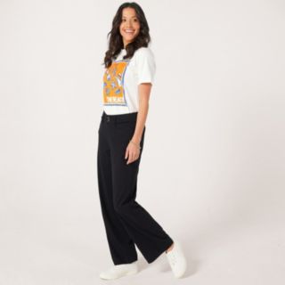 Denim & Co. Comfy Knit Denim Pull On Wide Leg Jean Style Petite