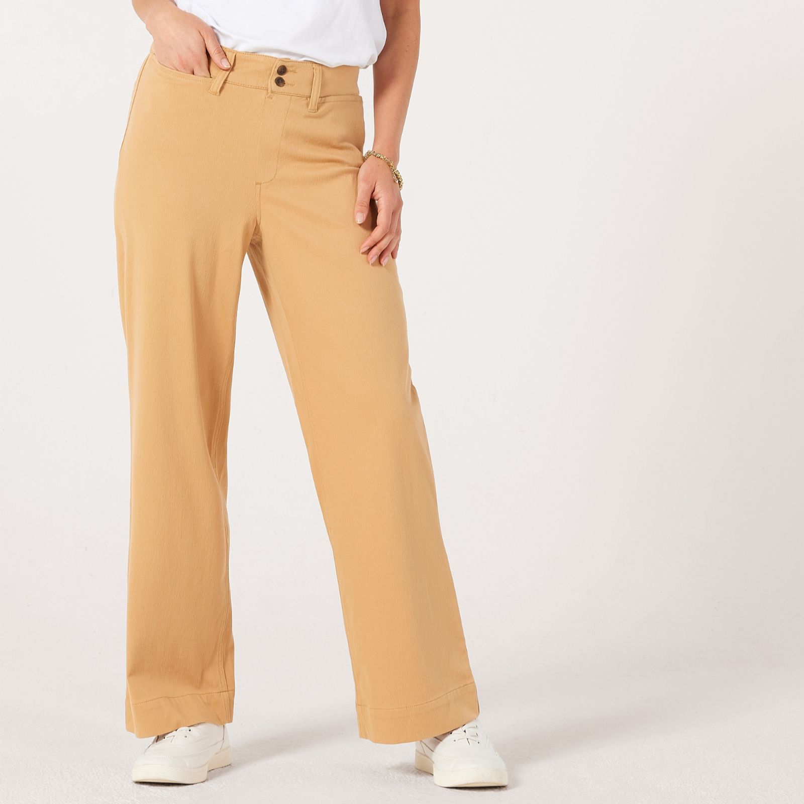 Denim & Co. Comfy Knit Air Denim Pull On Wide Leg Jean Style Petite