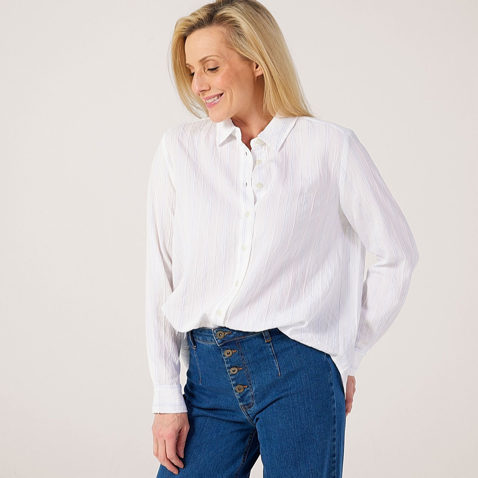 Masai Copenhagen Imma White Stripe Classic Viscose Shirt