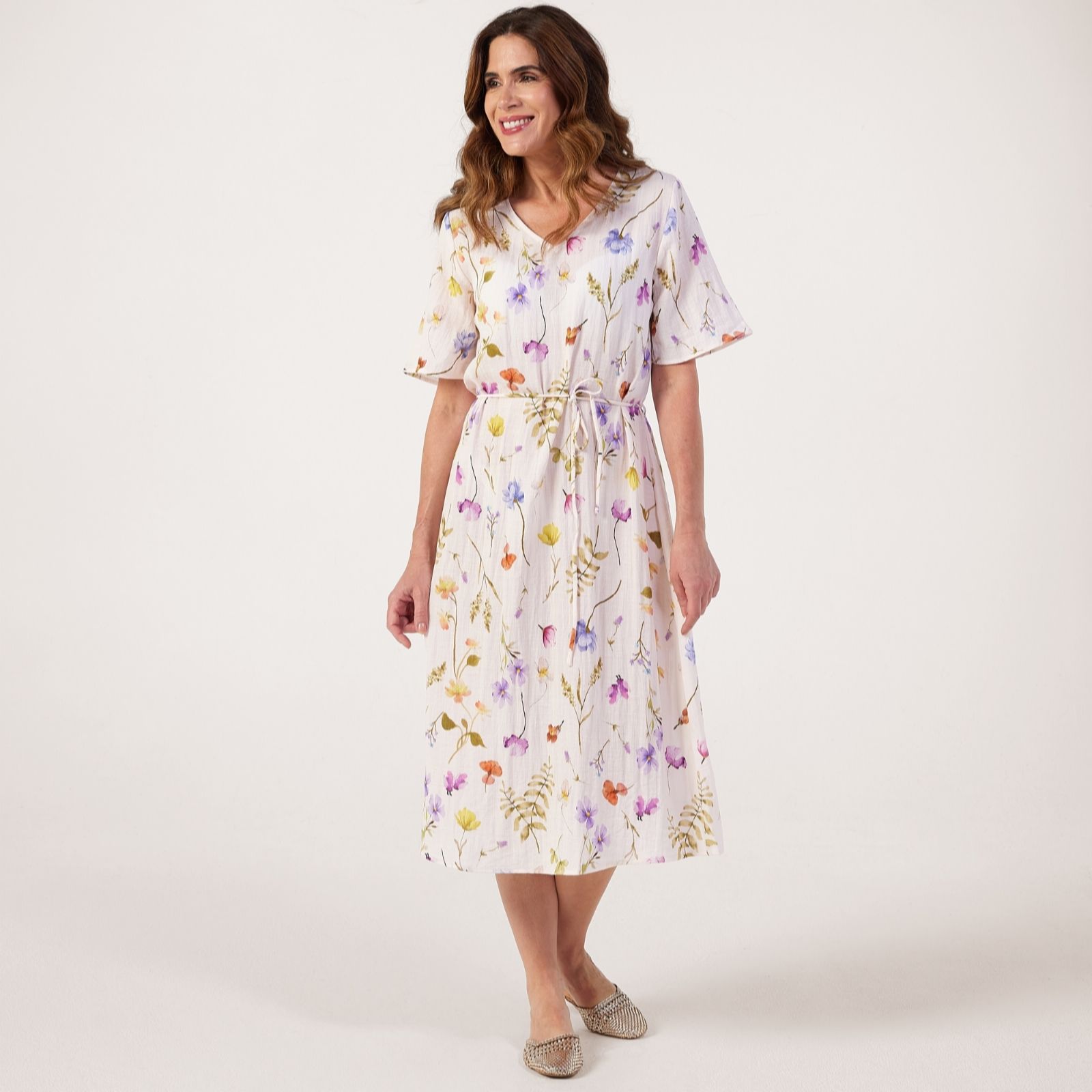 JDY Viola Tie Waist Midi Dress