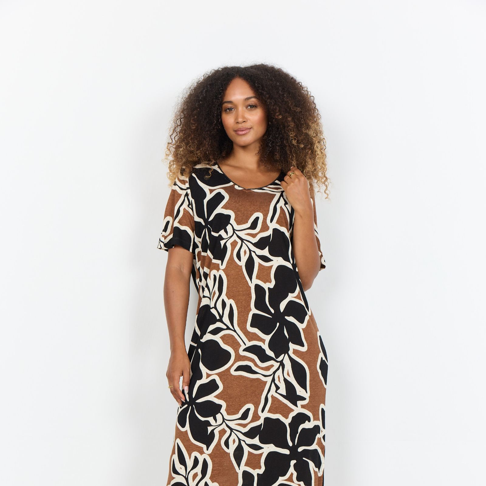 Soya Concept Fiola Printed V Neck Dress