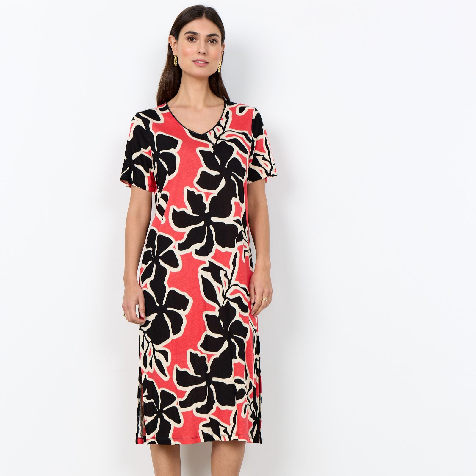 Soya Concept Fiola Printed V Neck Dress