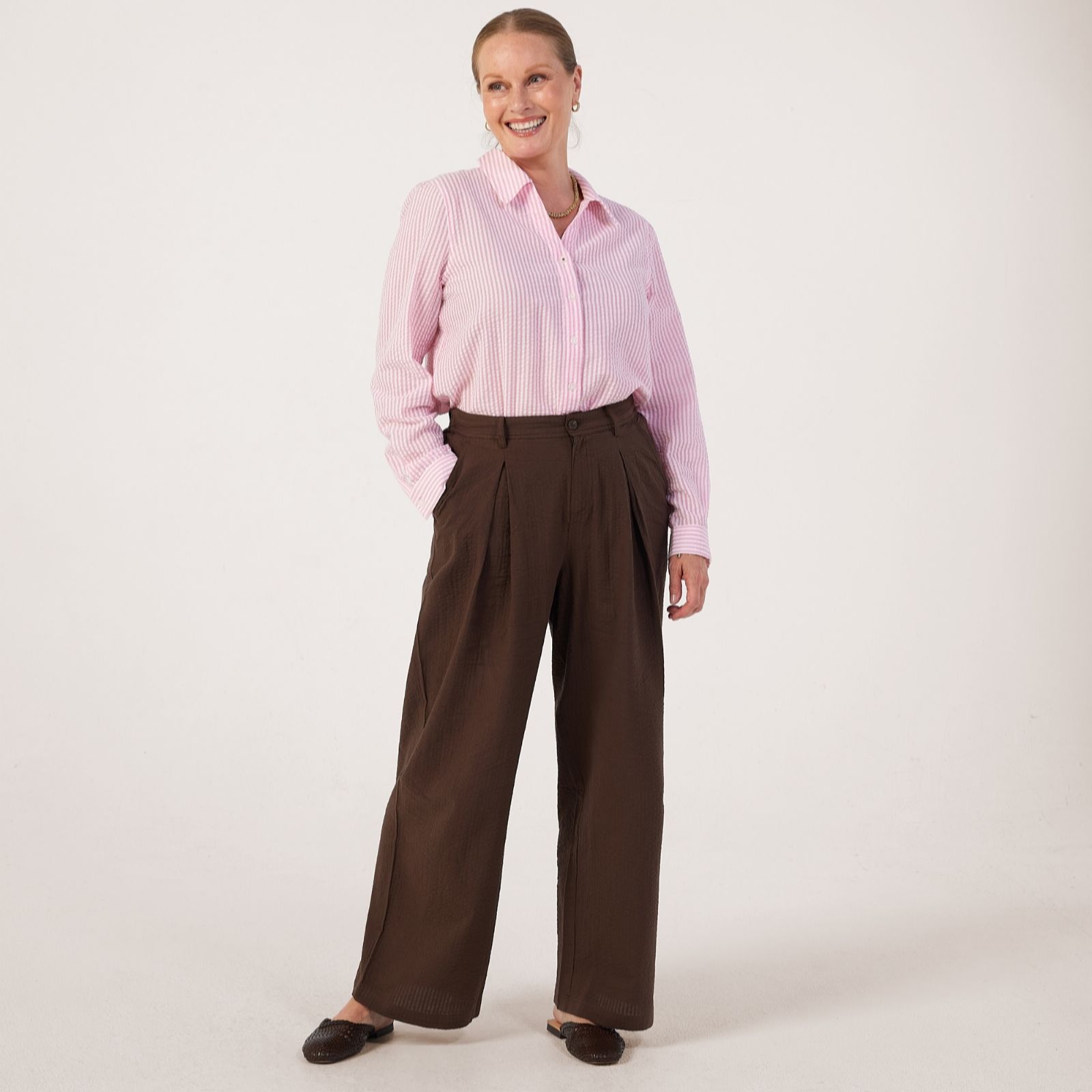 Denim & Co Seersucker Trouser Petite