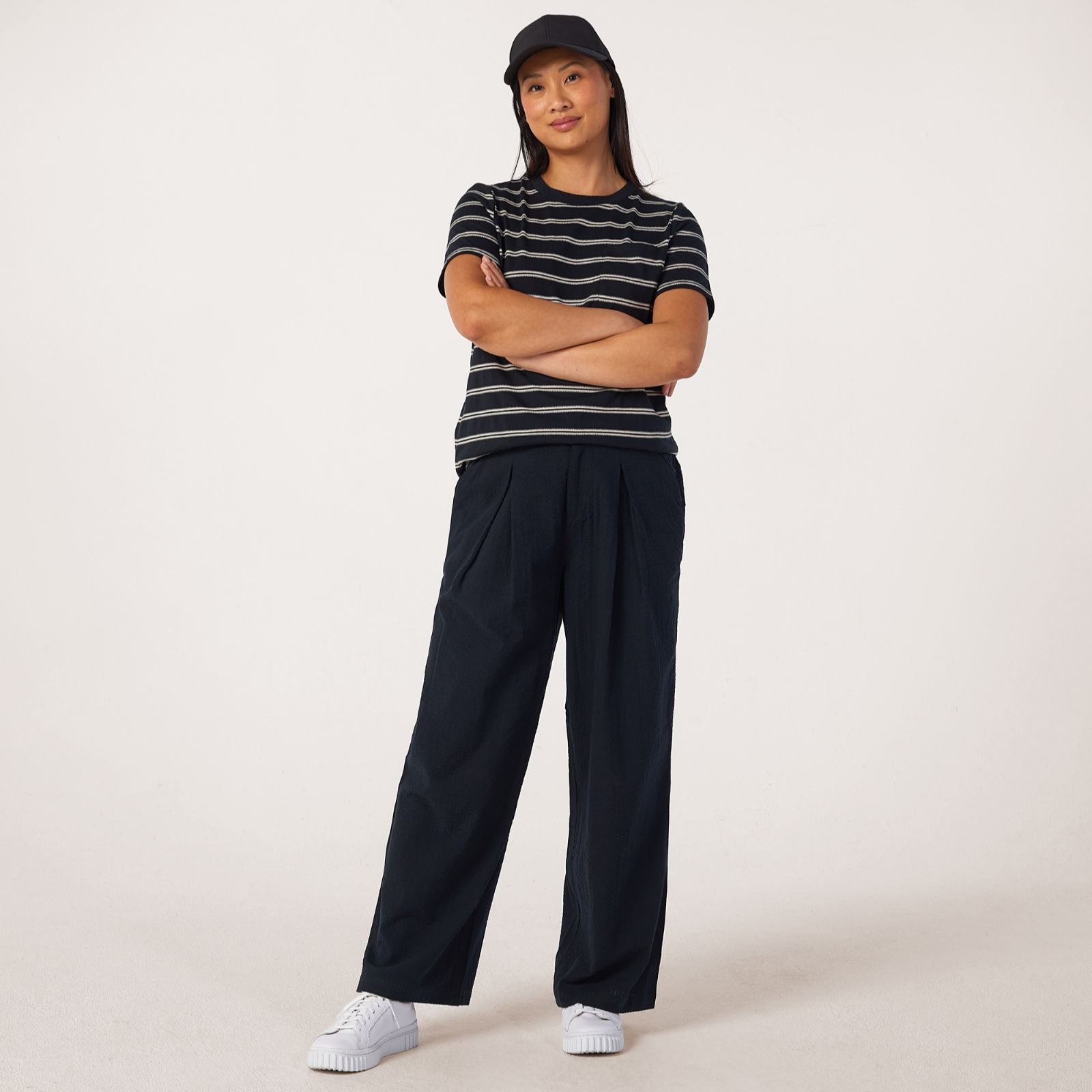 Denim & Co Seersucker Trouser Petite