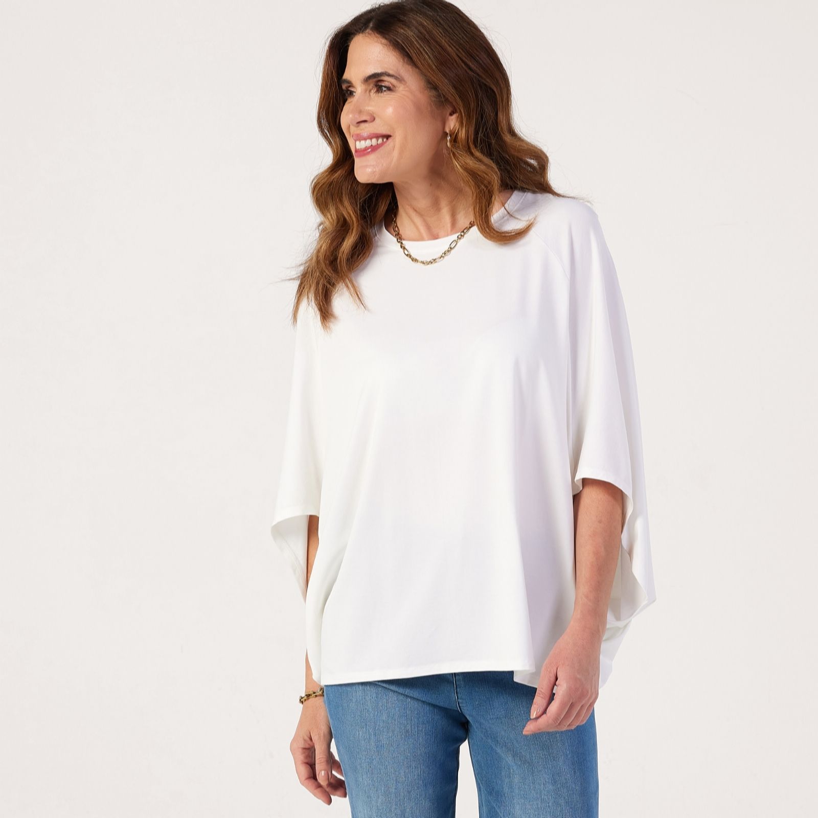 MarlaWynne Layers Cotton Blend Cape Tee