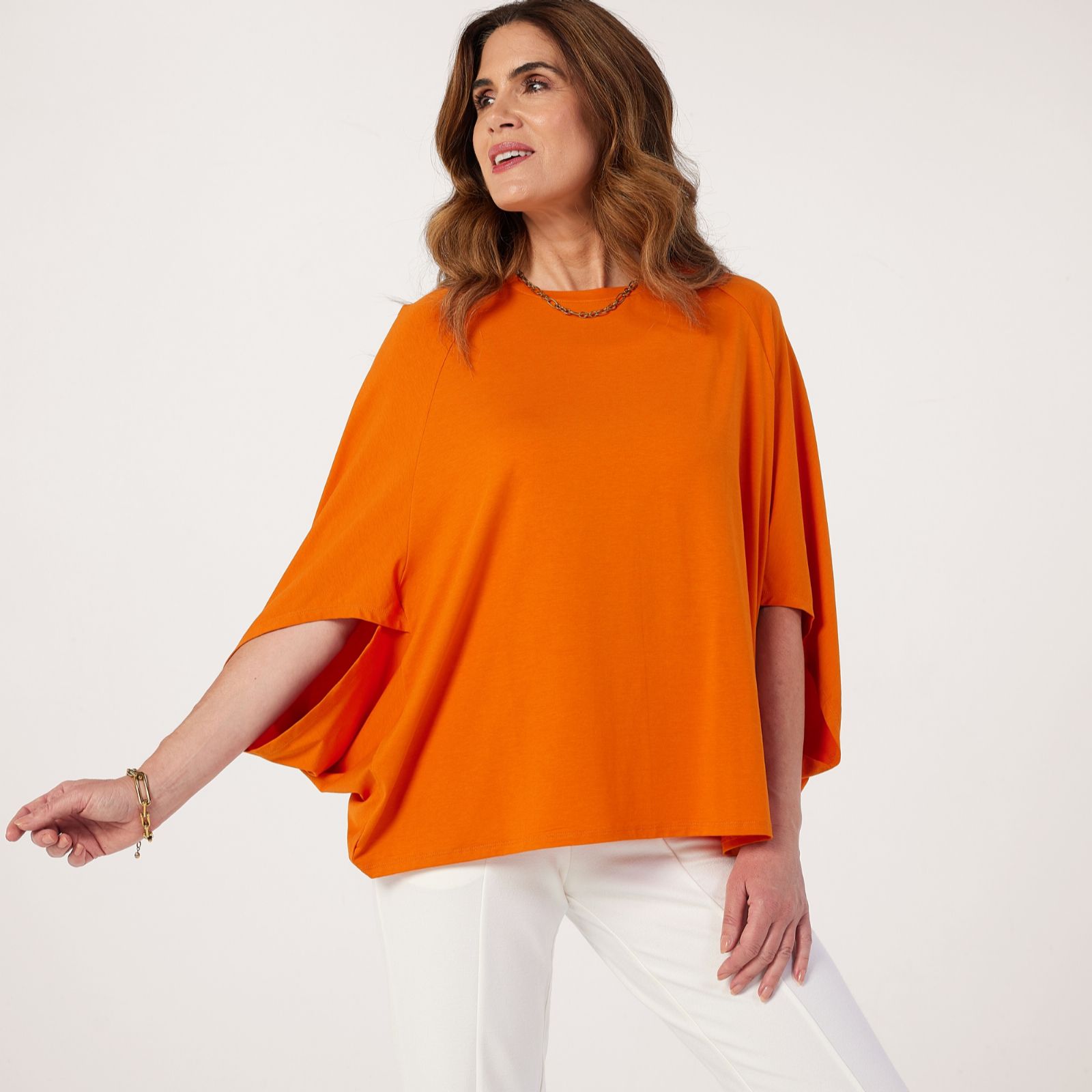 MarlaWynne Layers Cotton Blend Cape Tee