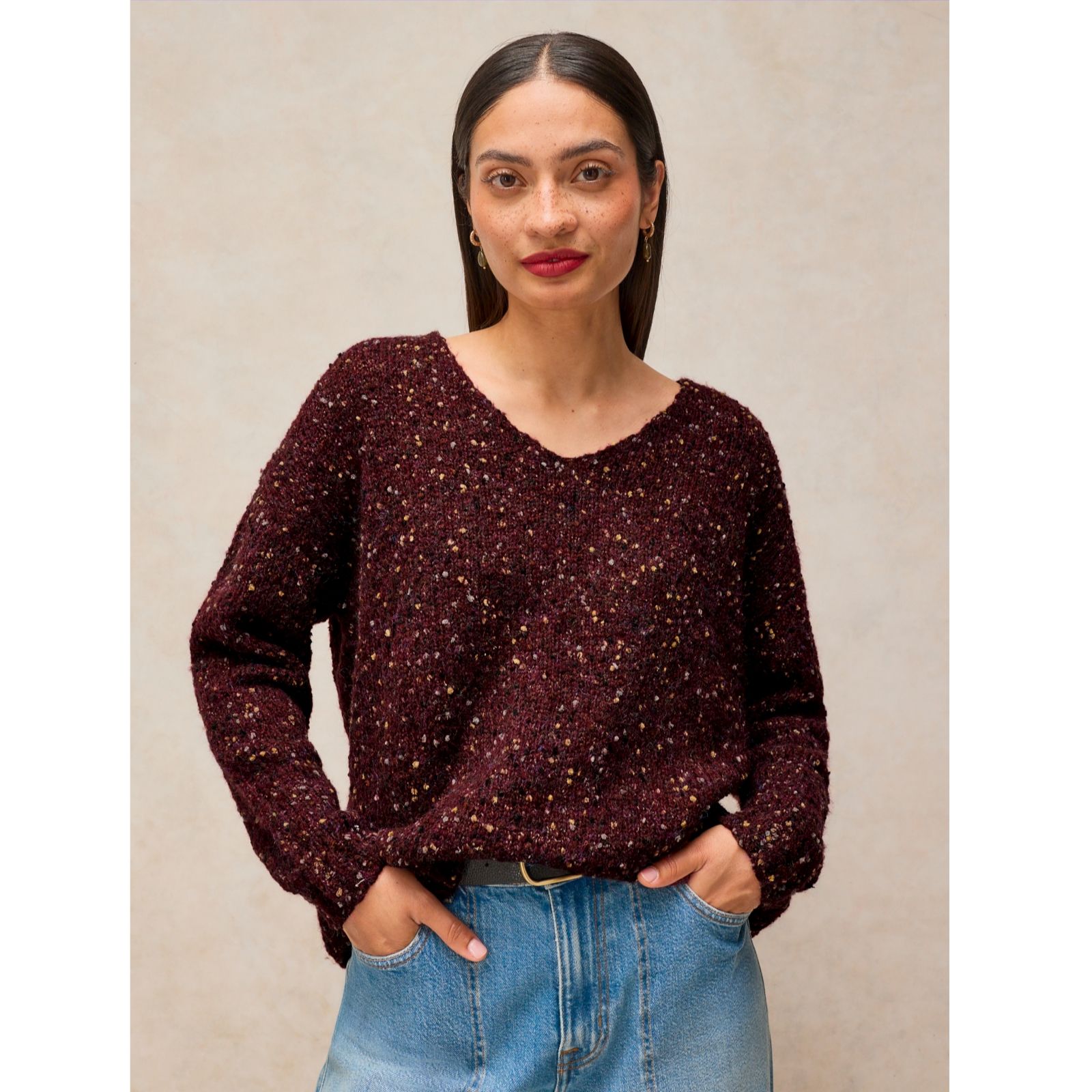 White Stuff Texture V Neck Jumper